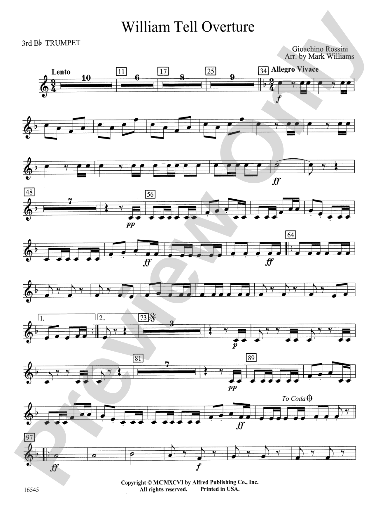 William Tell Overture: 3rd B-flat Trumpet