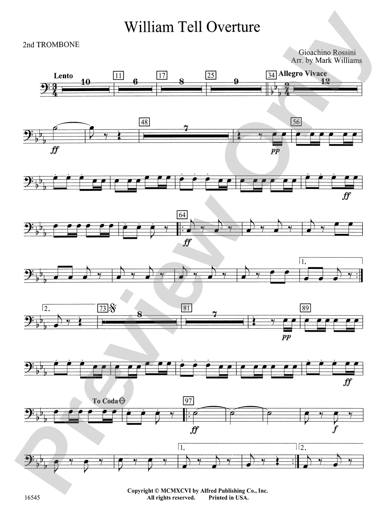 William Tell Overture: 2nd Trombone