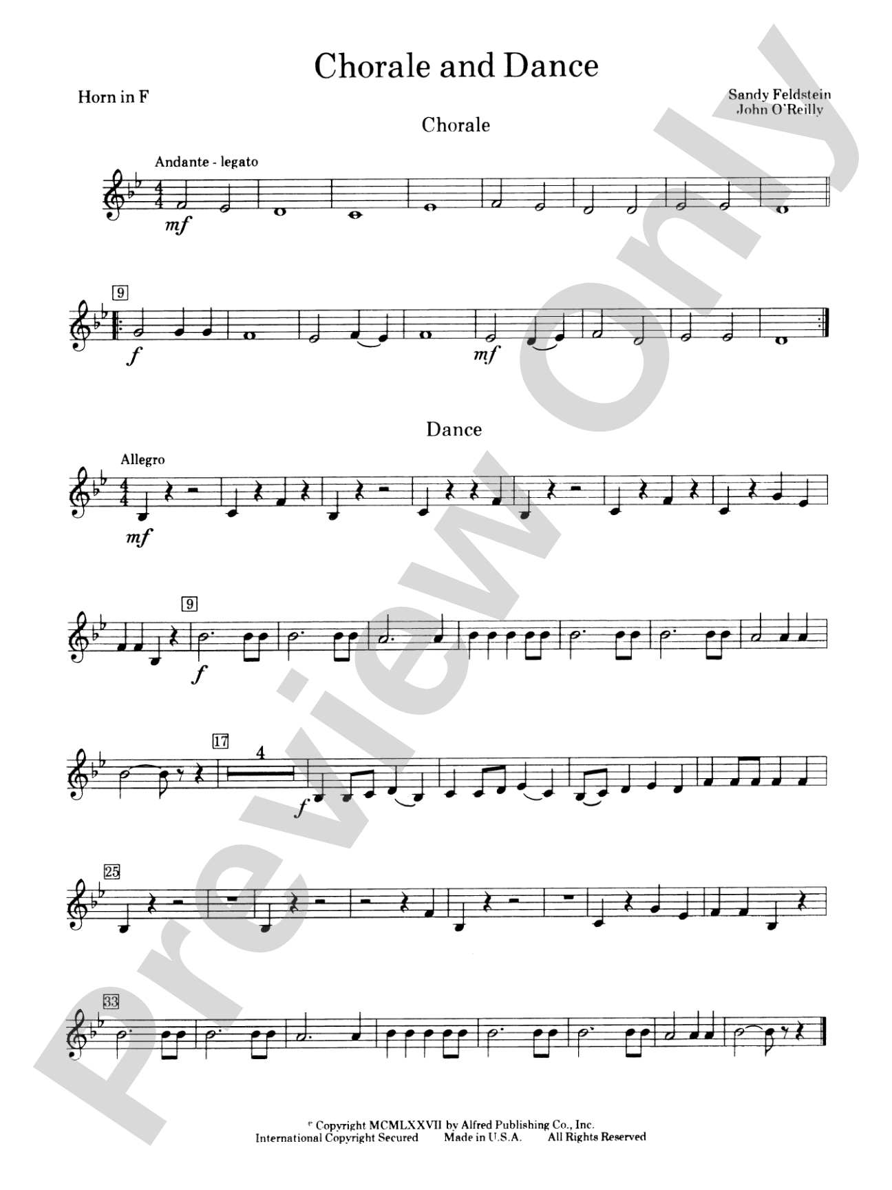 Chorale and Dance: 1st F Horn