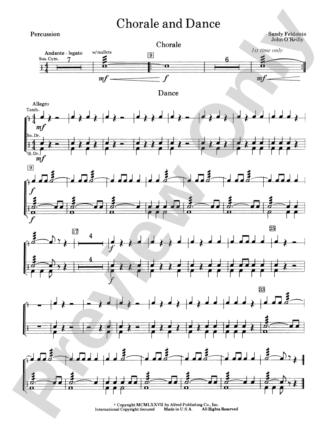 Chorale and Dance: 1st Percussion