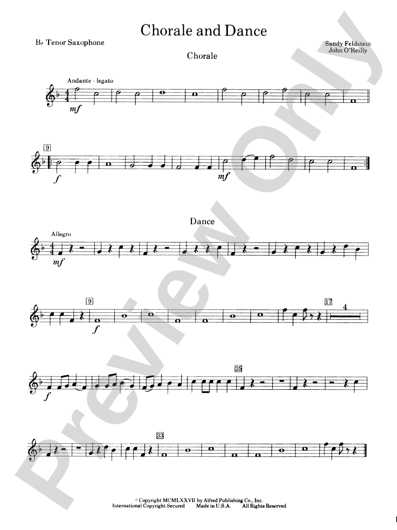 Chorale and Dance: B-flat Tenor Saxophone
