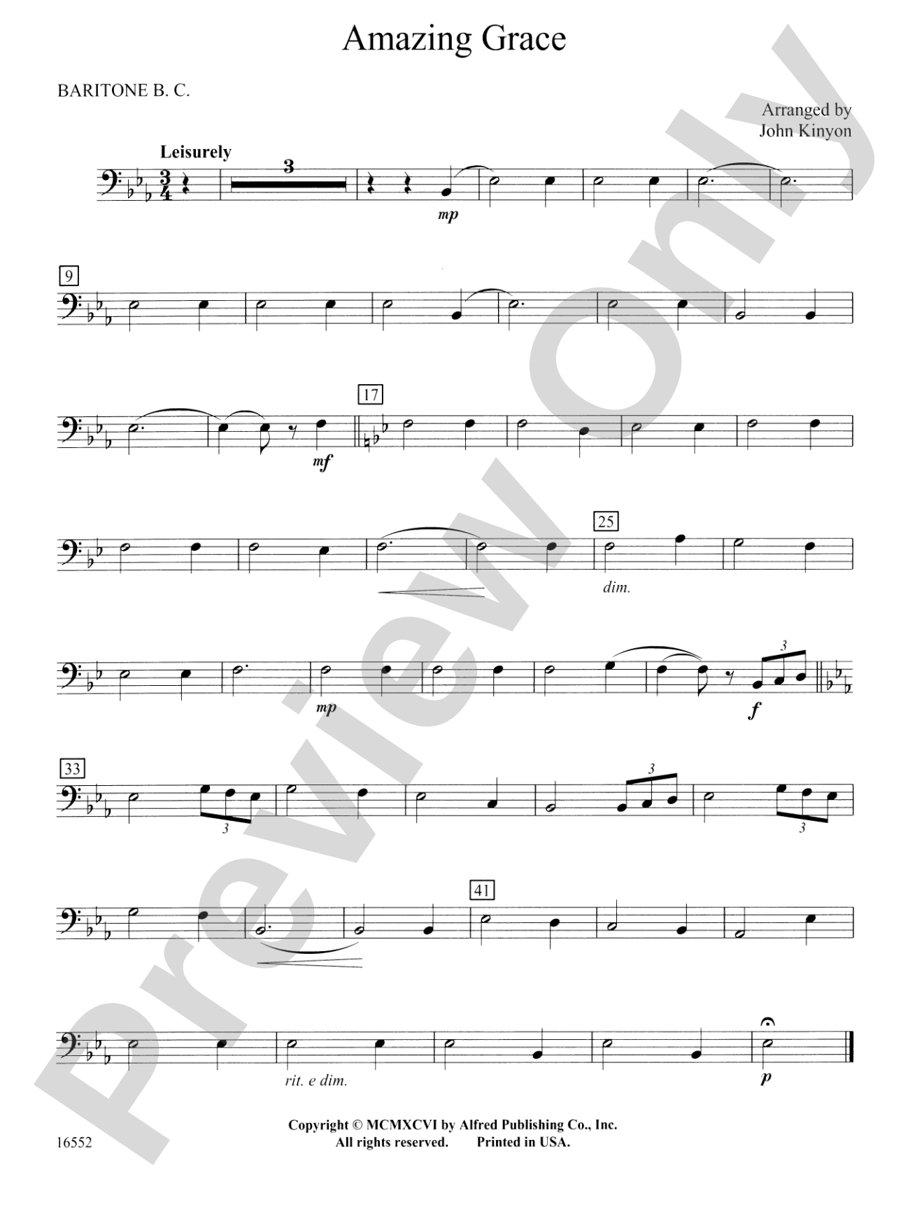 Amazing Grace: Baritone B.C.