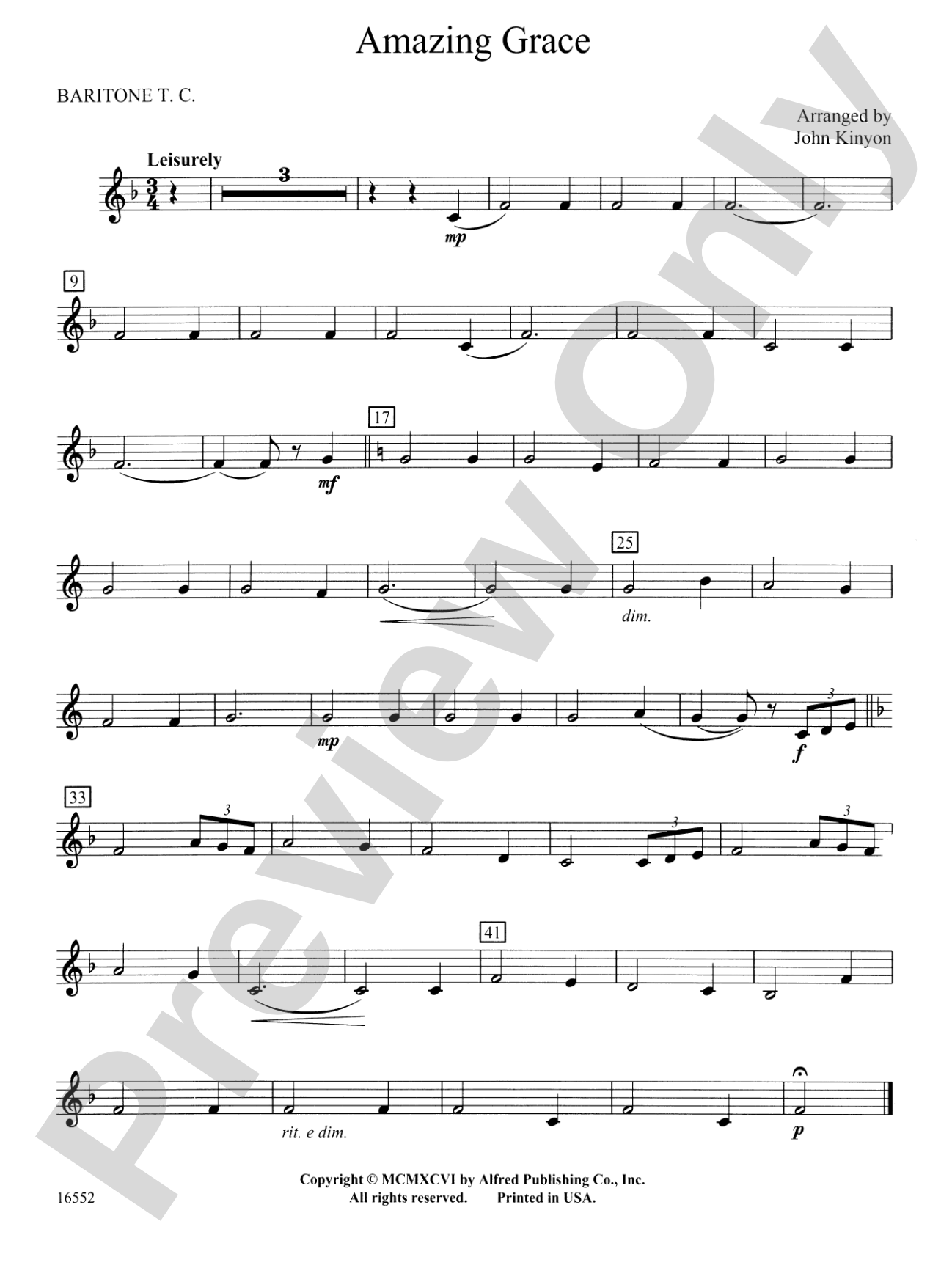 Amazing Grace: Baritone T.C.