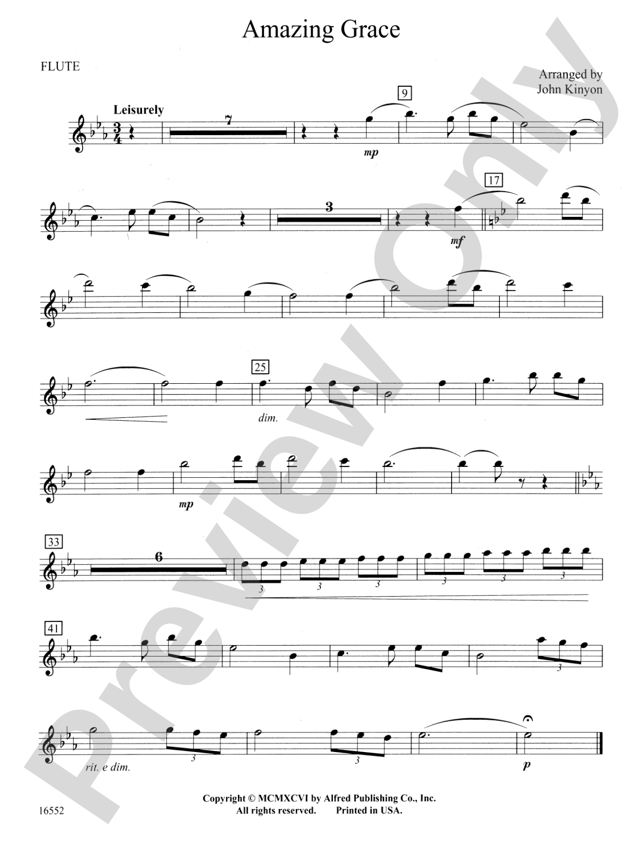 Amazing Grace: Flute