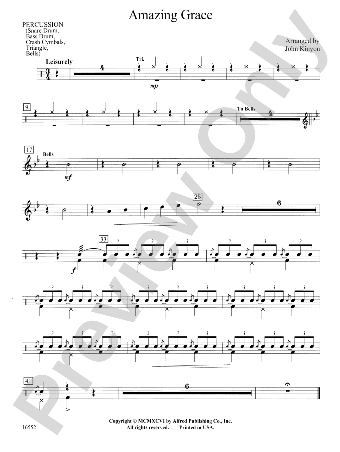 Amazing Grace: 1st Percussion