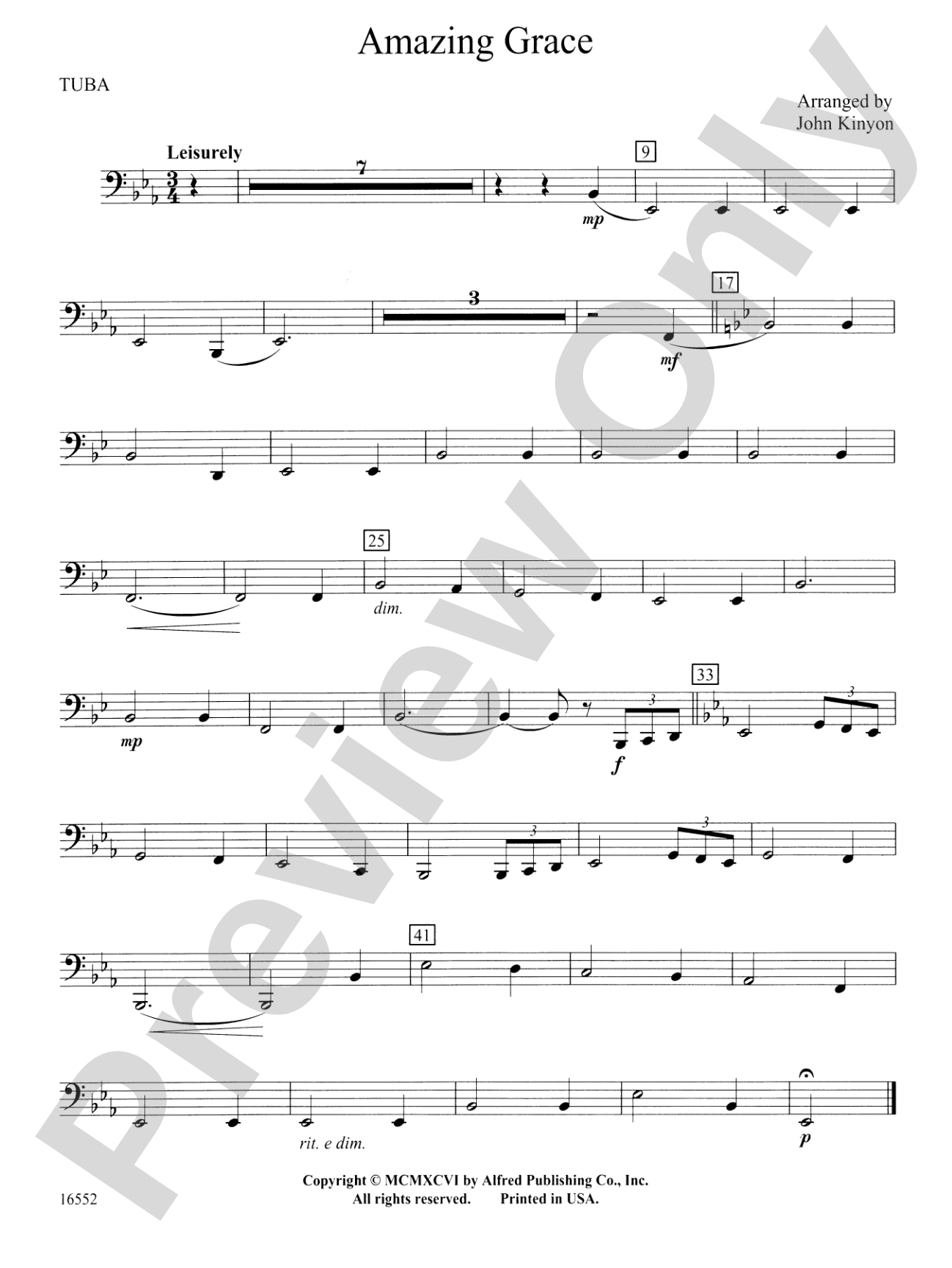 Amazing Grace: Tuba