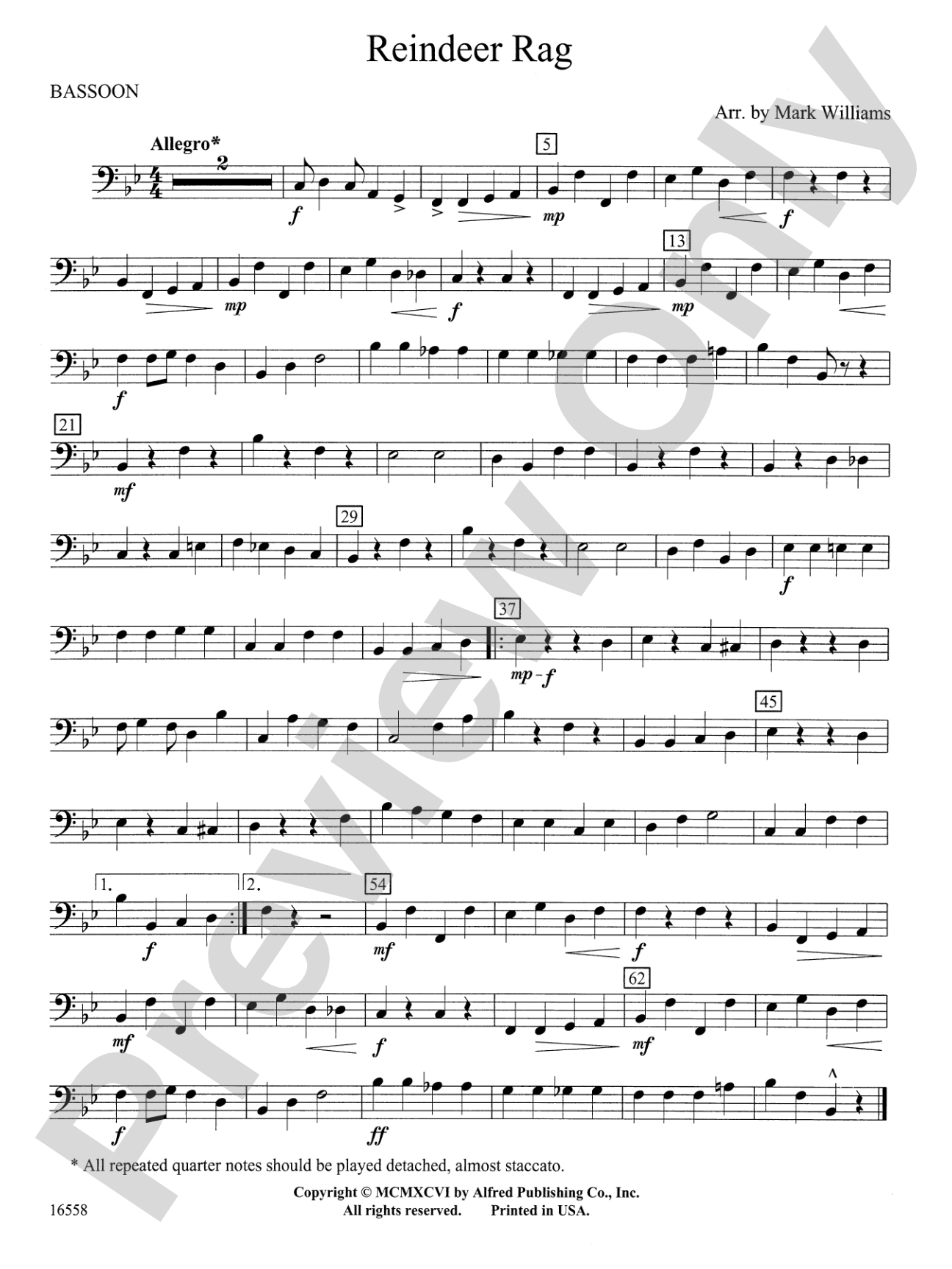 Reindeer Rag: Bassoon
