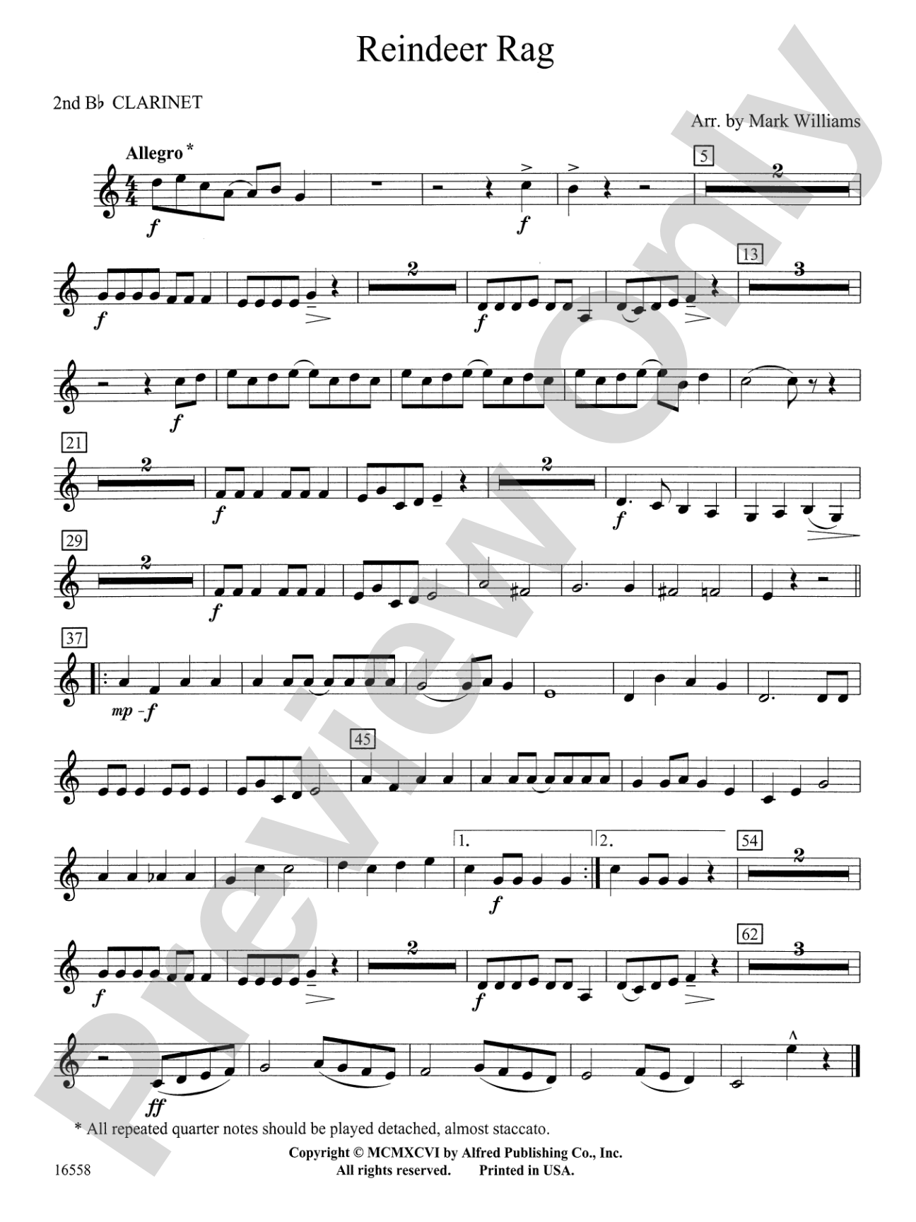 Reindeer Rag: 2nd B-flat Clarinet