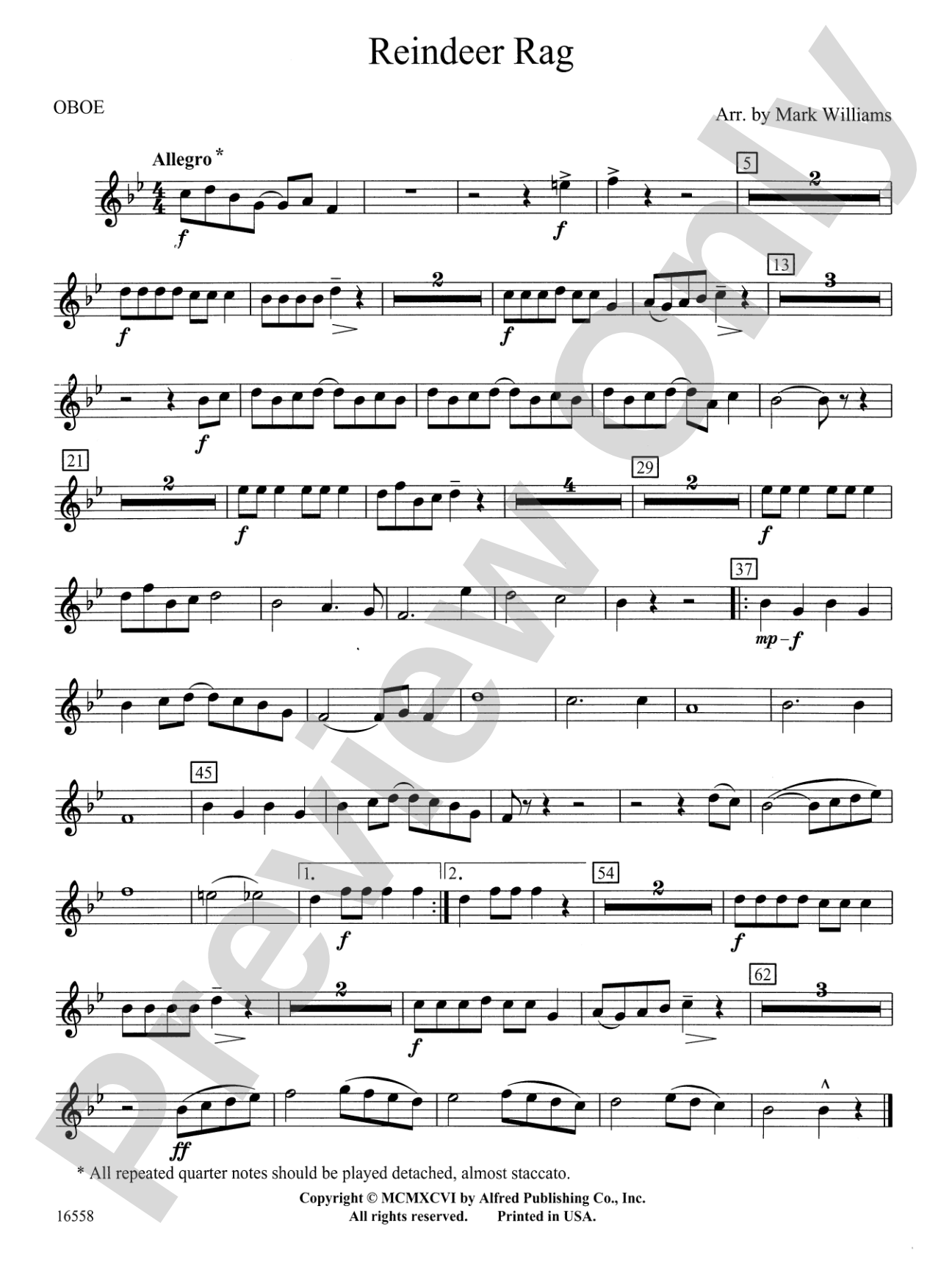 Reindeer Rag: Oboe