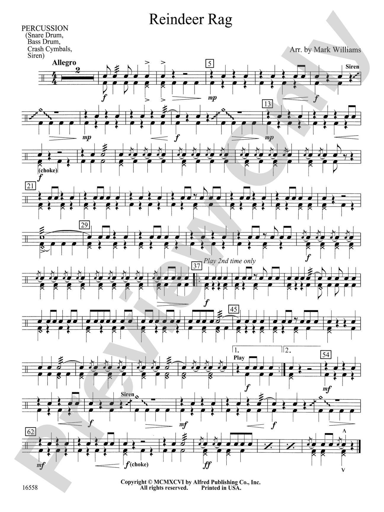 Reindeer Rag: 1st Percussion