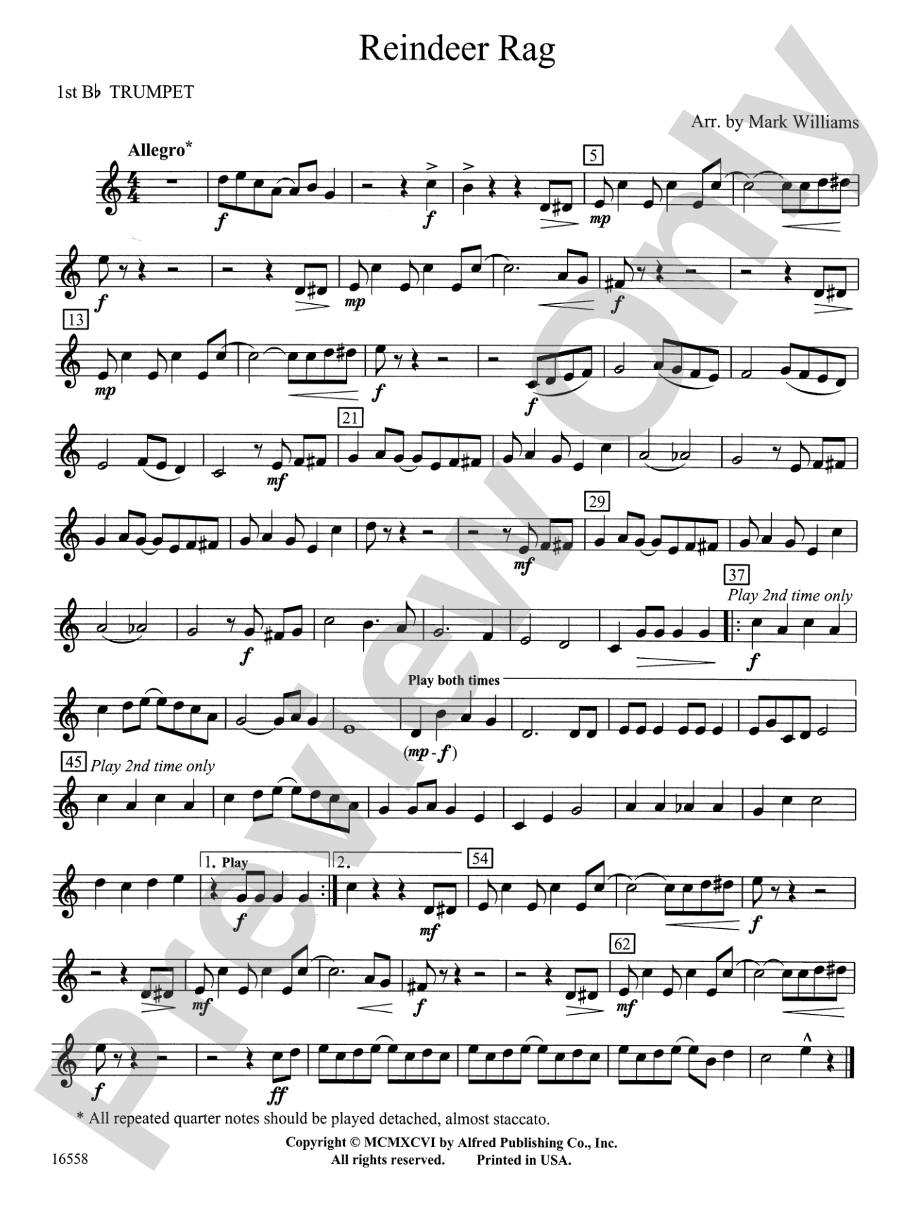 Reindeer Rag: 1st B-flat Trumpet