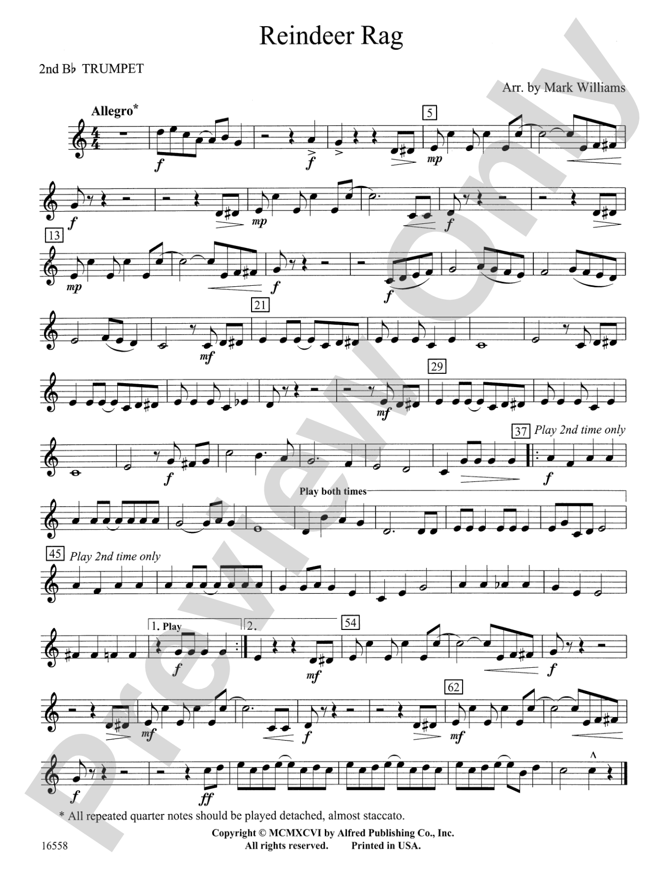 Reindeer Rag: 2nd B-flat Trumpet