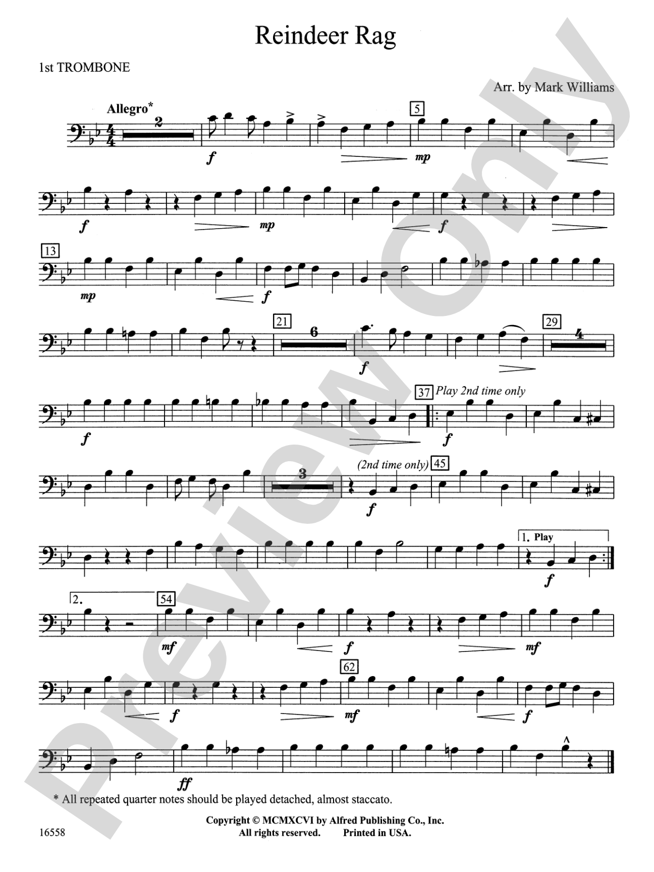 Reindeer Rag: 1st Trombone