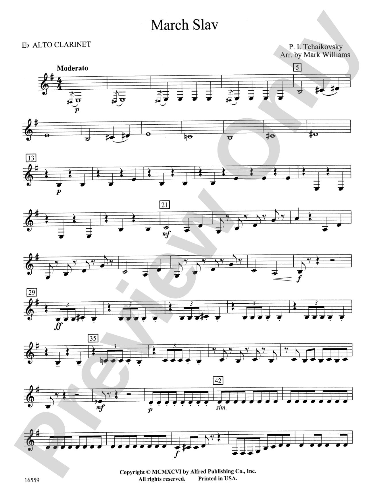 March Slav: E-flat Alto Clarinet