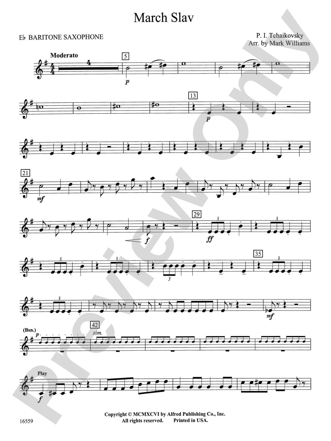March Slav: E-flat Baritone Saxophone