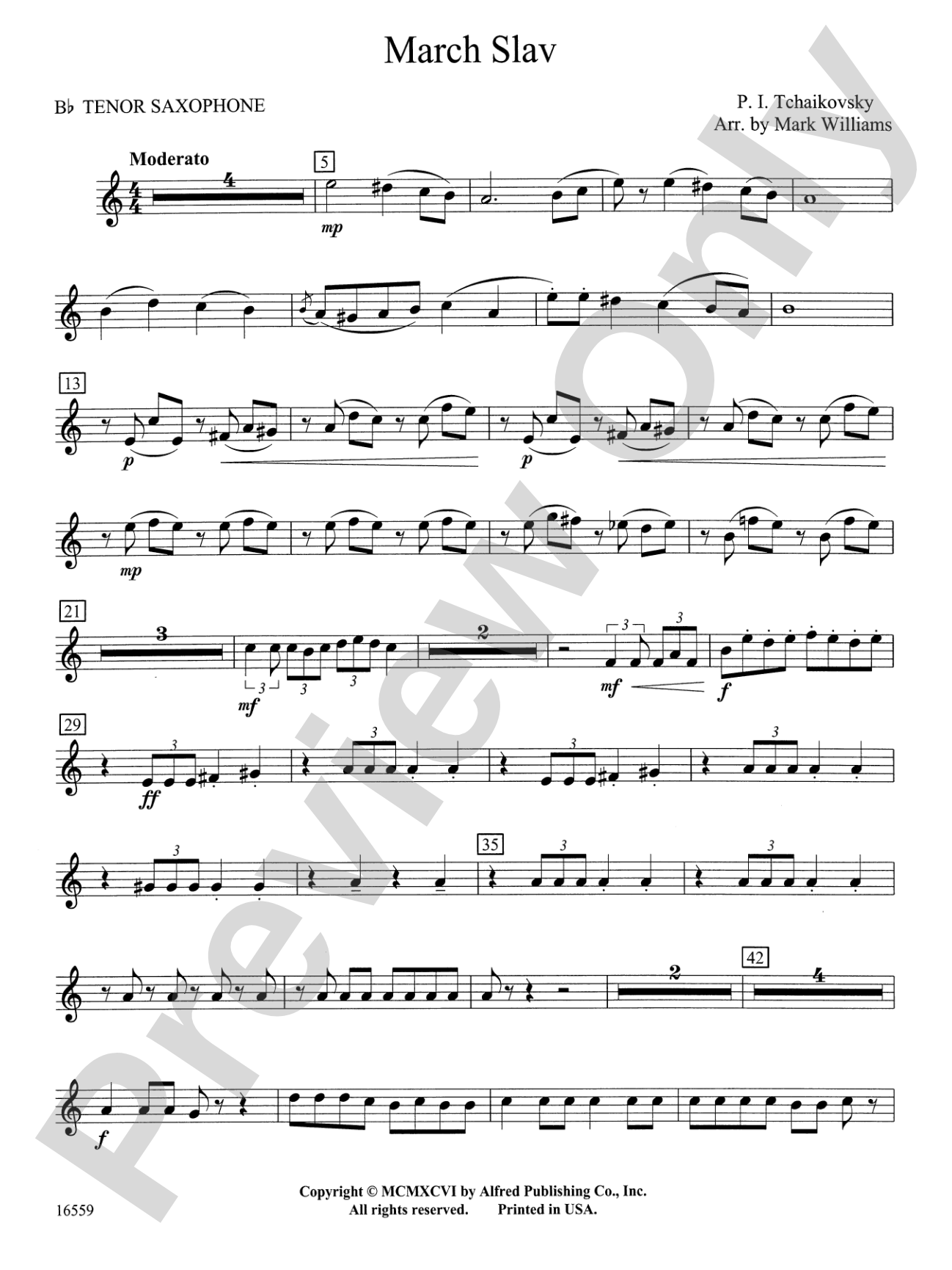March Slav: B-flat Tenor Saxophone