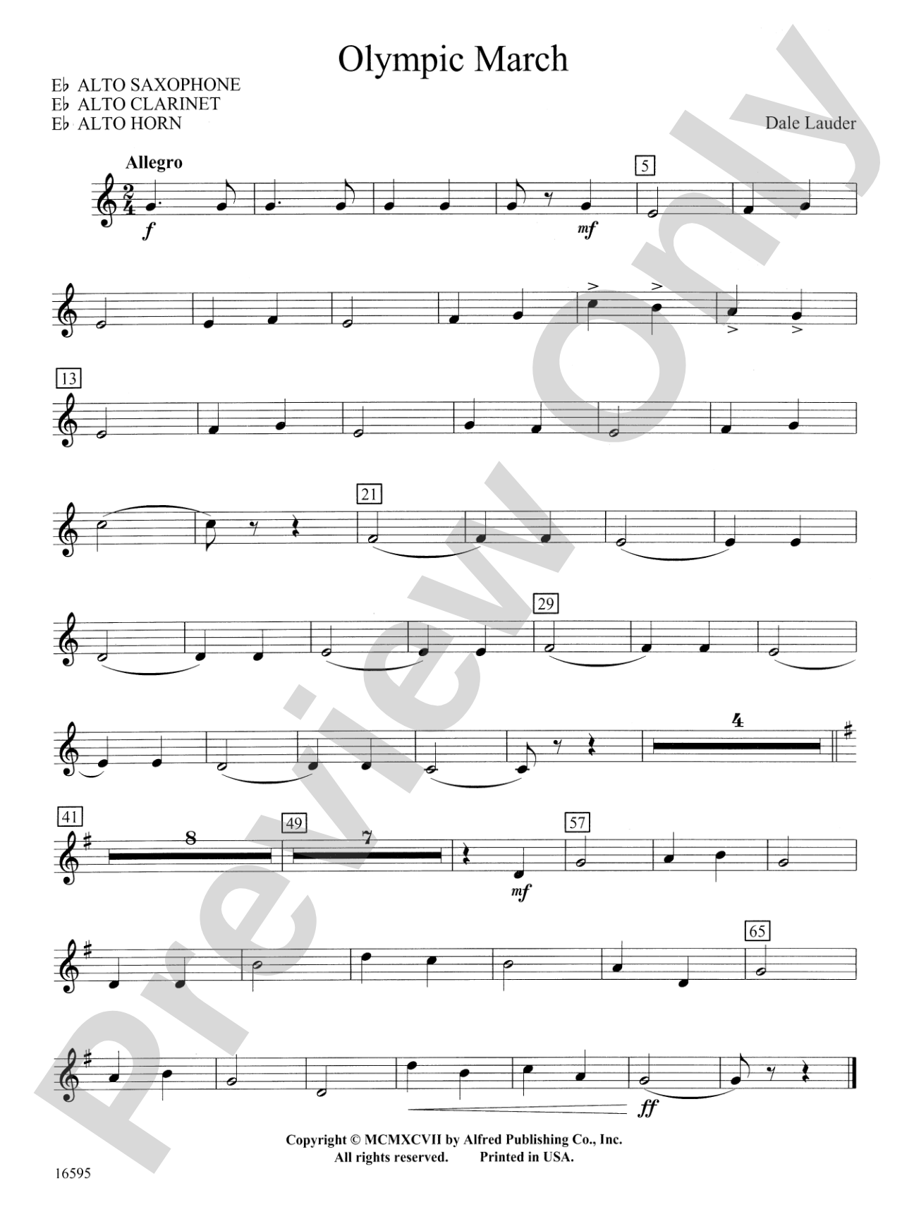 Olympic March: E-flat Alto Saxophone