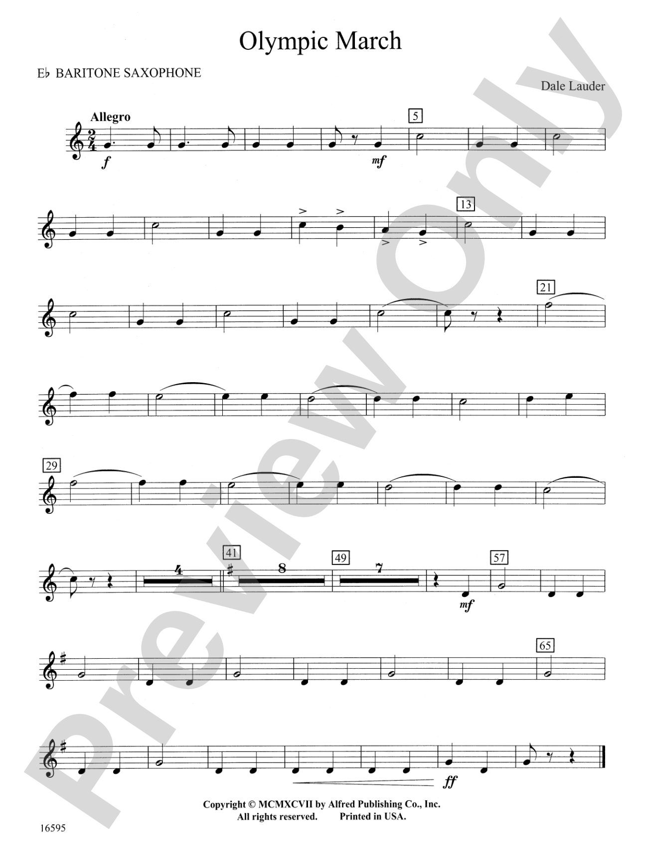 Olympic March: E-flat Baritone Saxophone