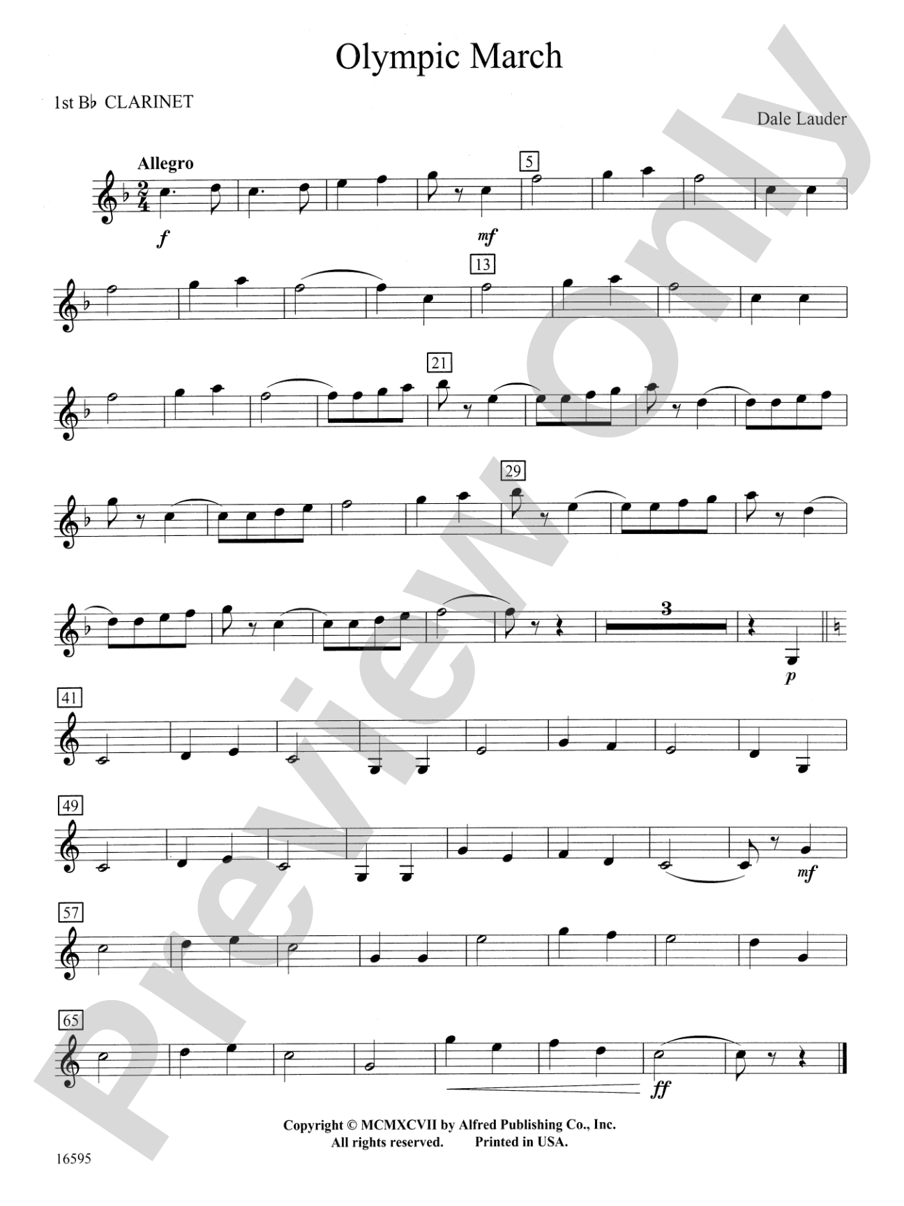 Olympic March: 1st B-flat Clarinet
