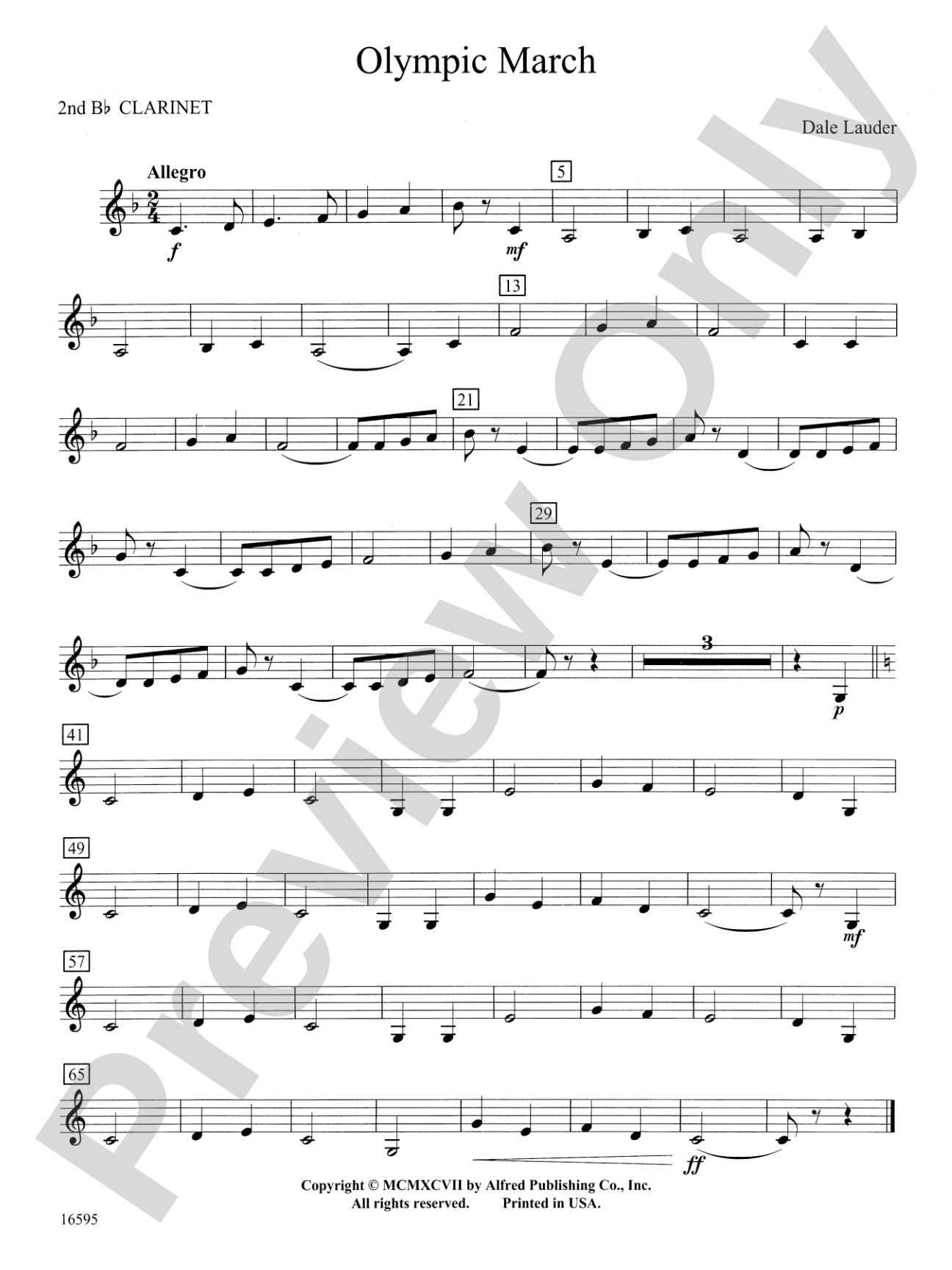 Olympic March: 2nd B-flat Clarinet