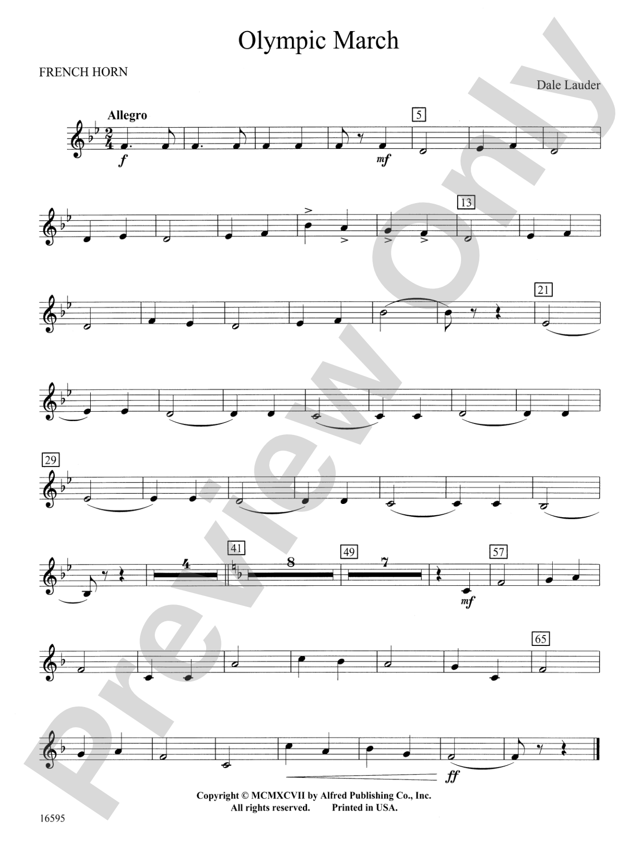 Olympic March: 1st F Horn