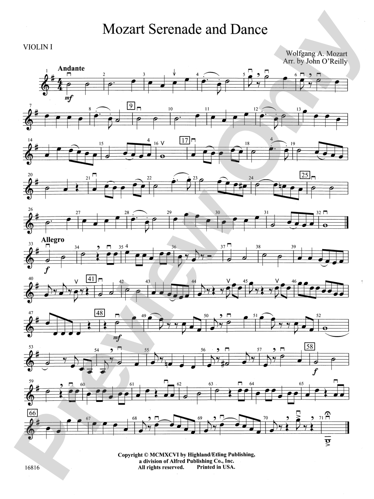 Mozart Serenade and Dance: 1st Violin