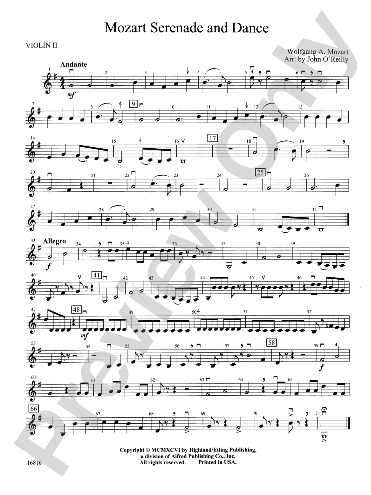 Mozart Serenade and Dance: 2nd Violin