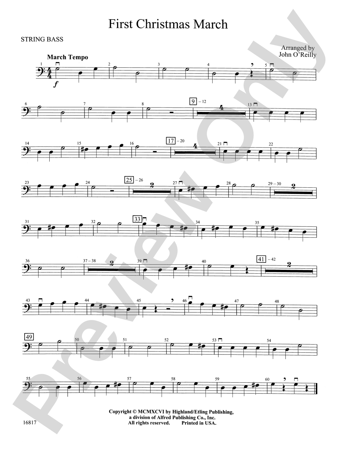 First Christmas March: String Bass