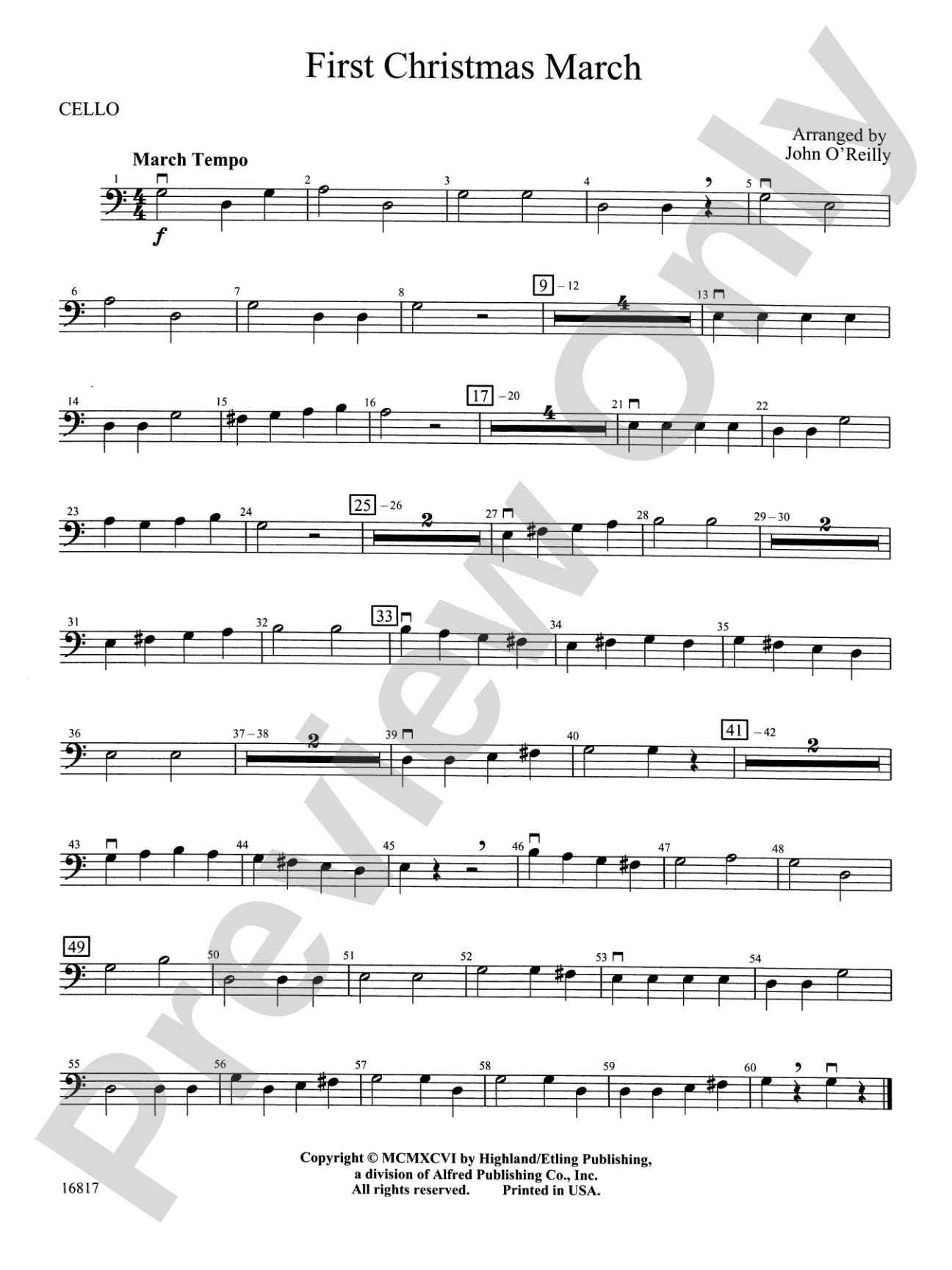 First Christmas March: Cello