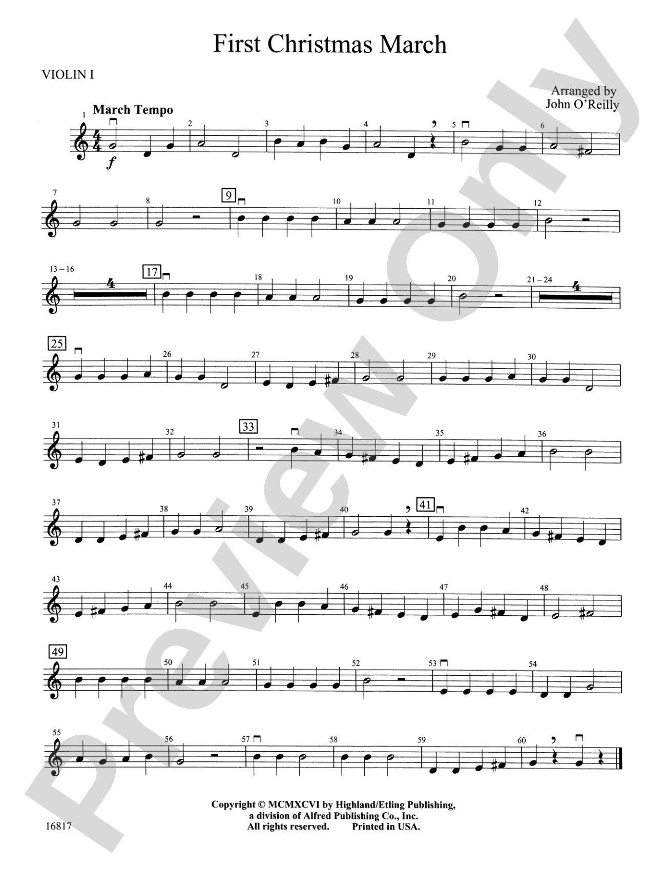 First Christmas March: 1st Violin