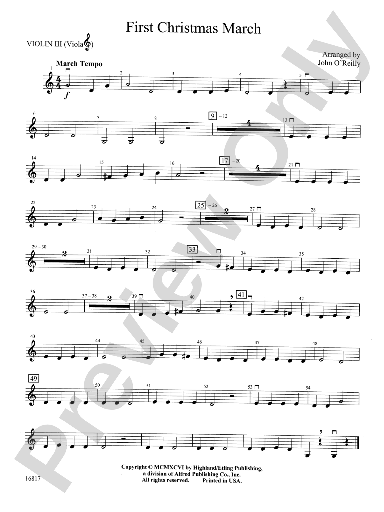 First Christmas March: 3rd Violin (Viola [TC])