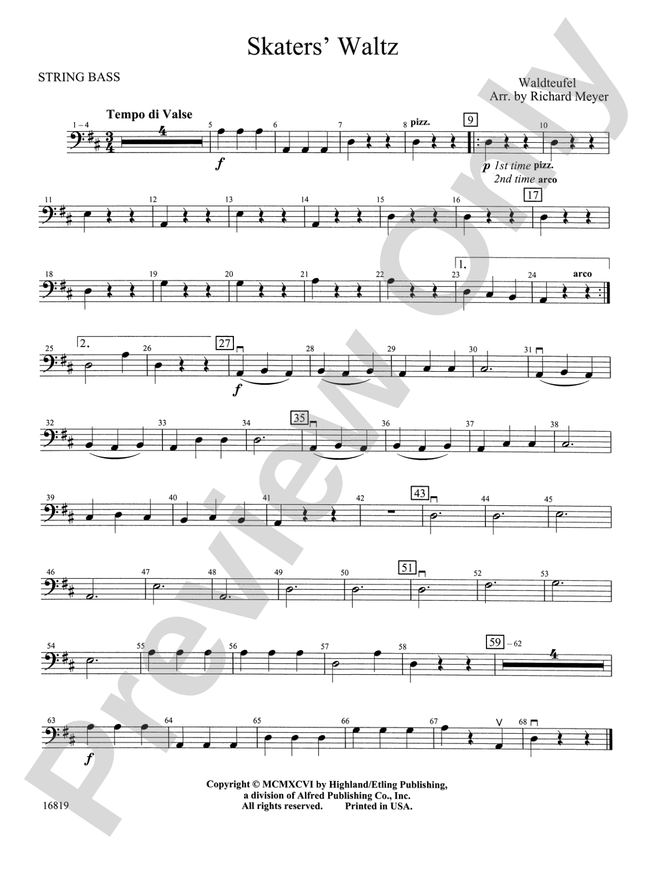 Skaters' Waltz: String Bass