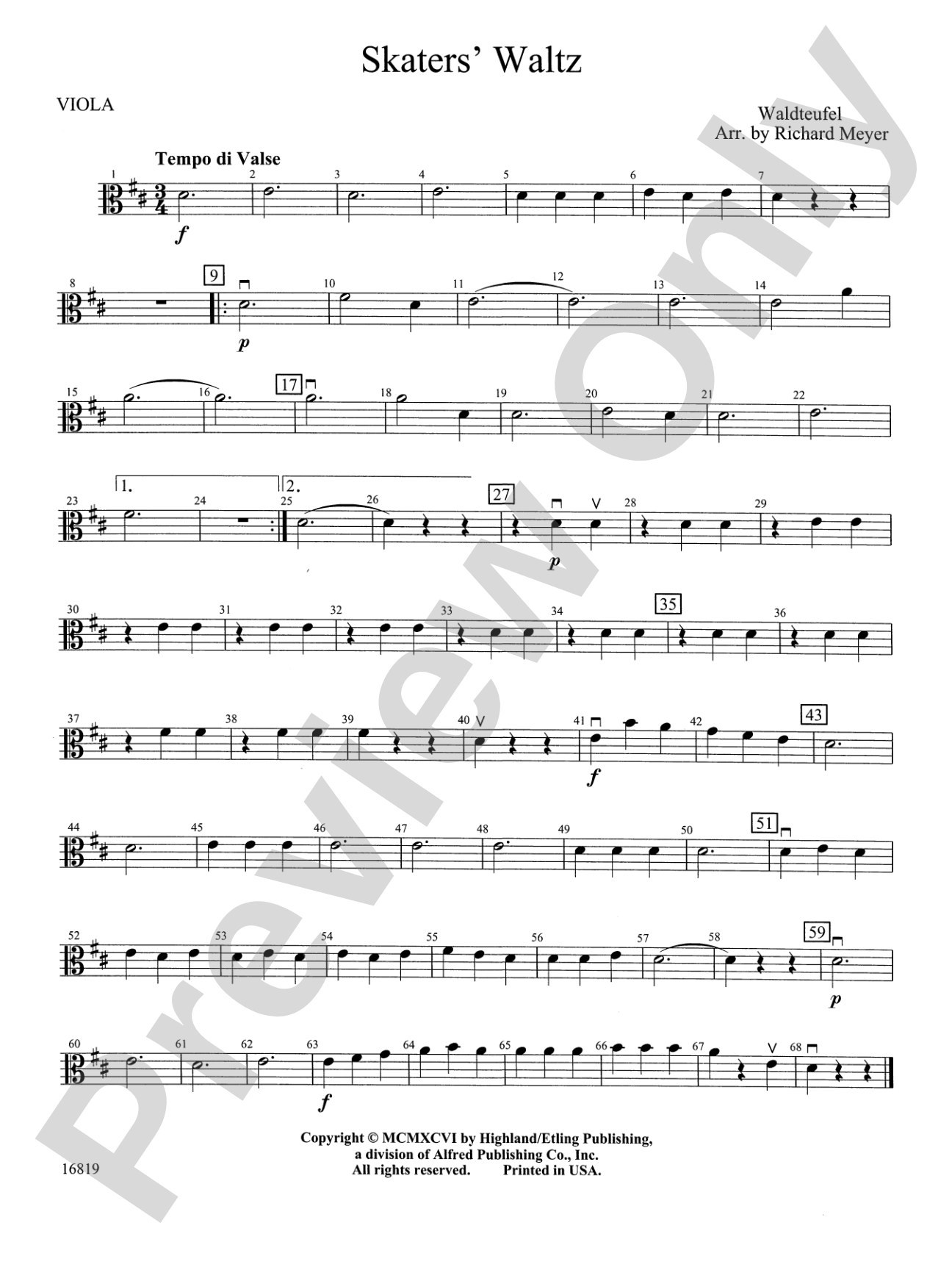 Skaters' Waltz: Viola