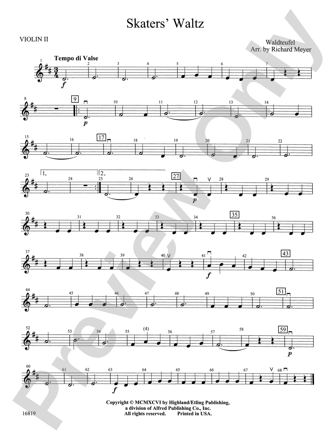 Skaters' Waltz: 2nd Violin