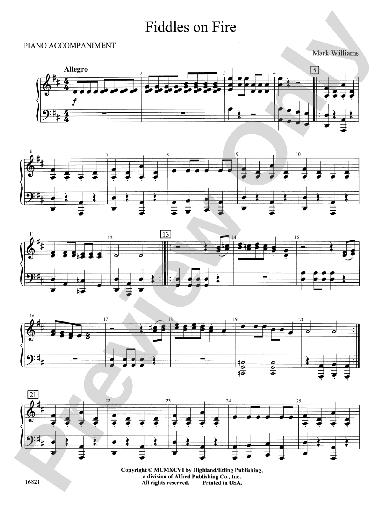 Fiddles on Fire: Piano Accompaniment