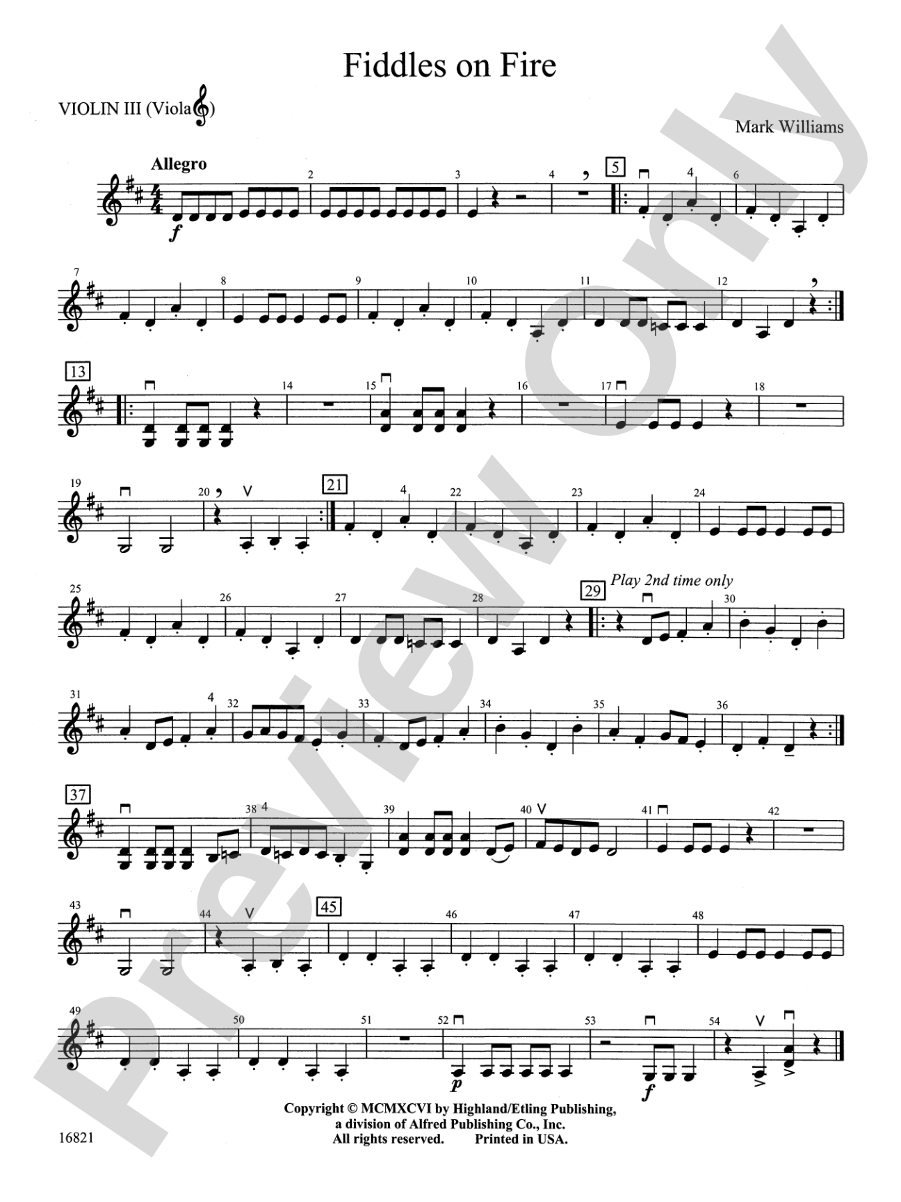 Fiddles on Fire: 3rd Violin (Viola [TC])