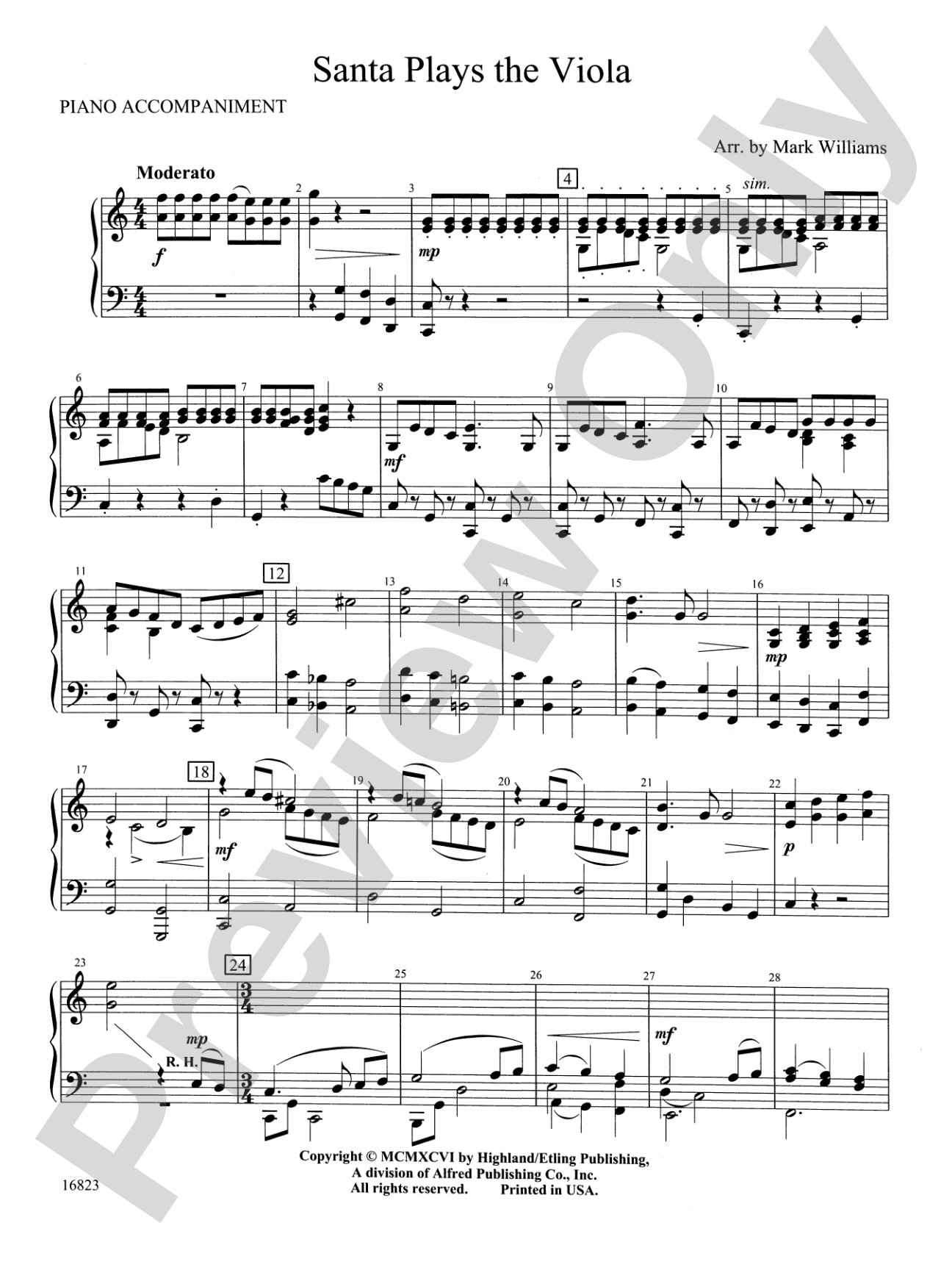 Santa Plays the Viola: Piano Accompaniment