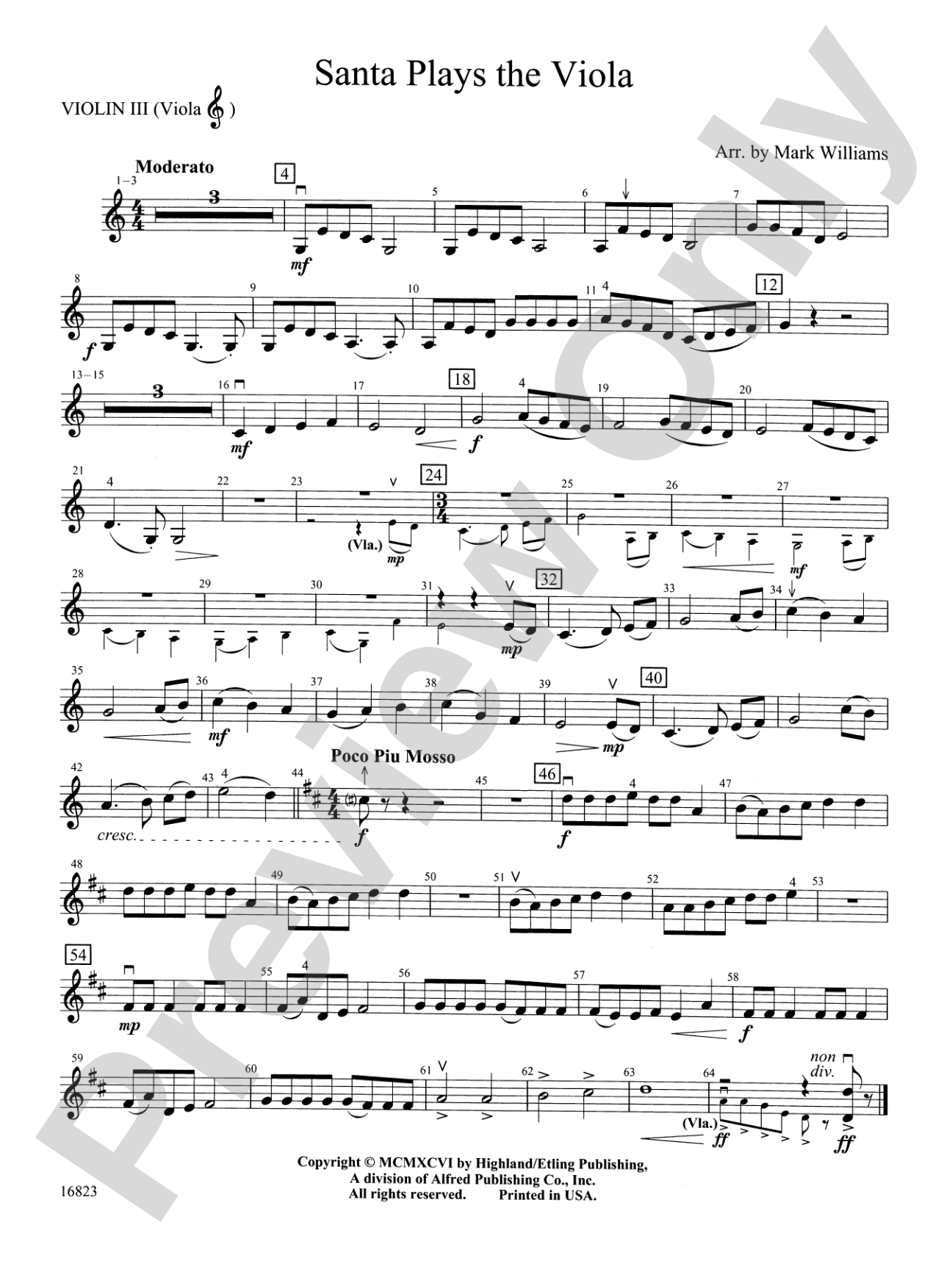 Santa Plays the Viola: 3rd Violin (Viola [TC])