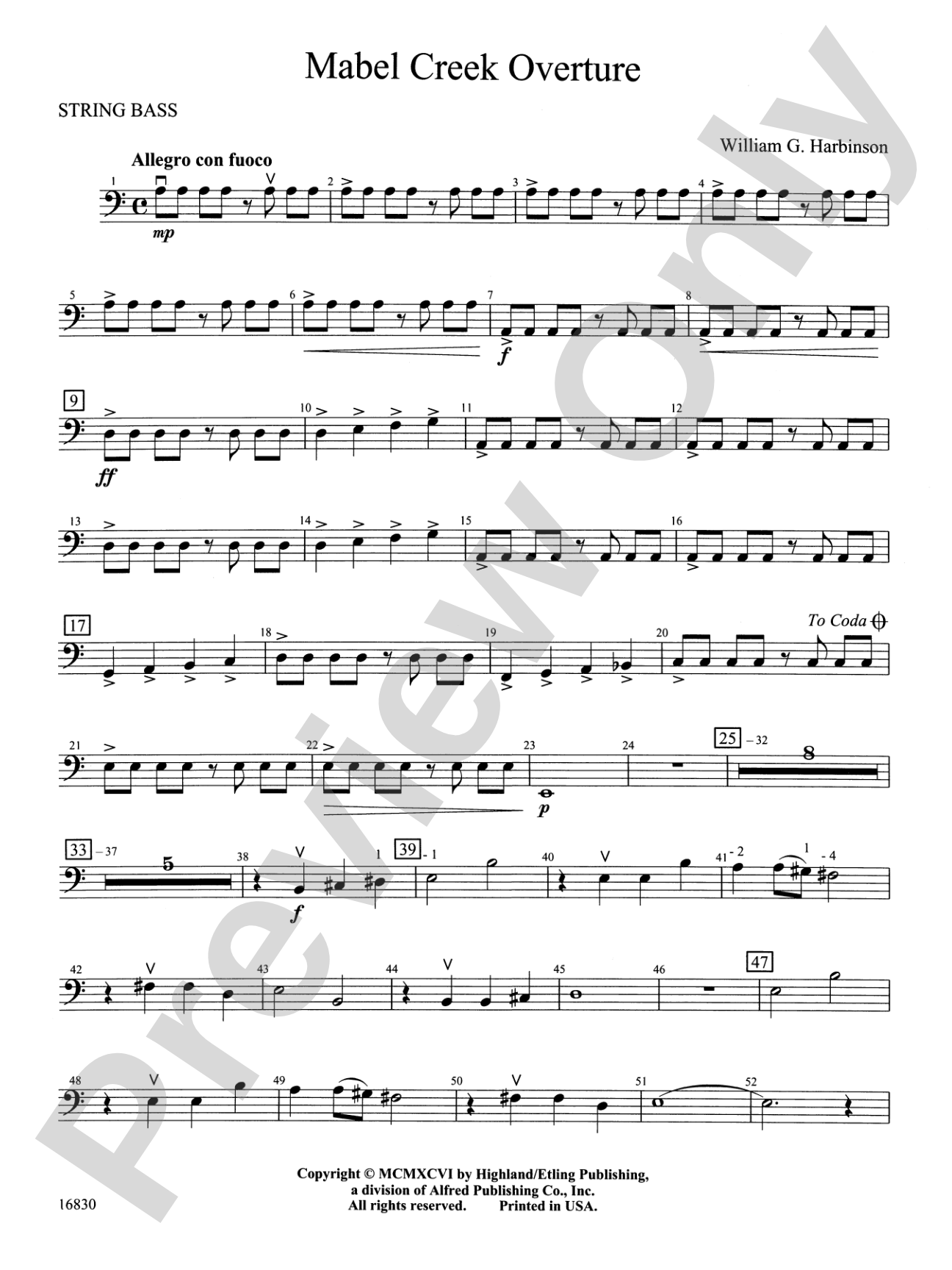 Mabel Creek Overture: String Bass