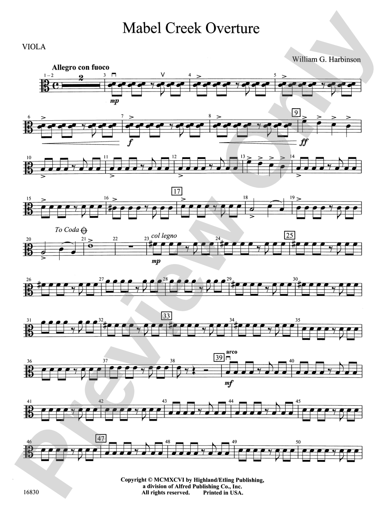Mabel Creek Overture: Viola