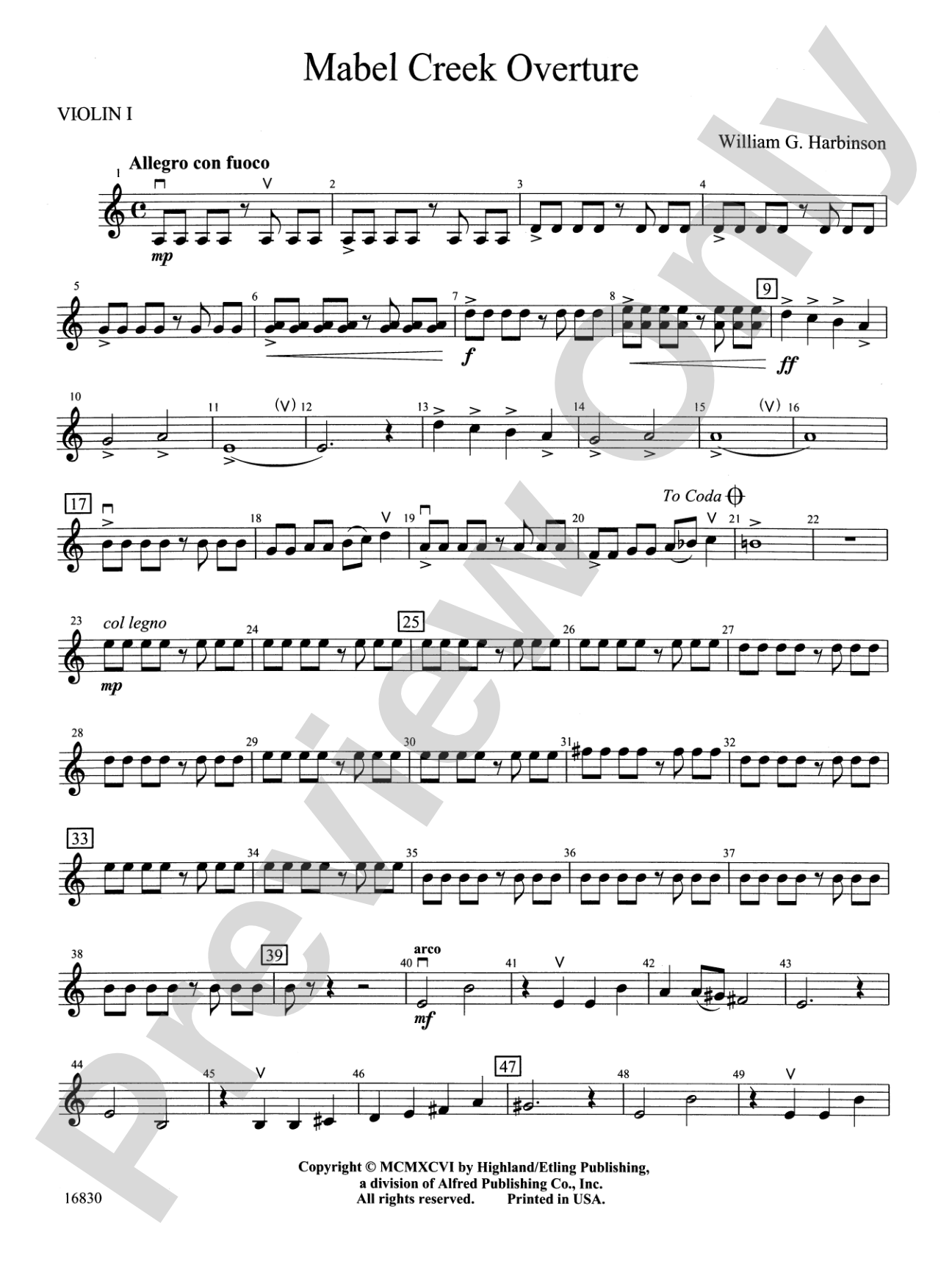 Mabel Creek Overture: 1st Violin