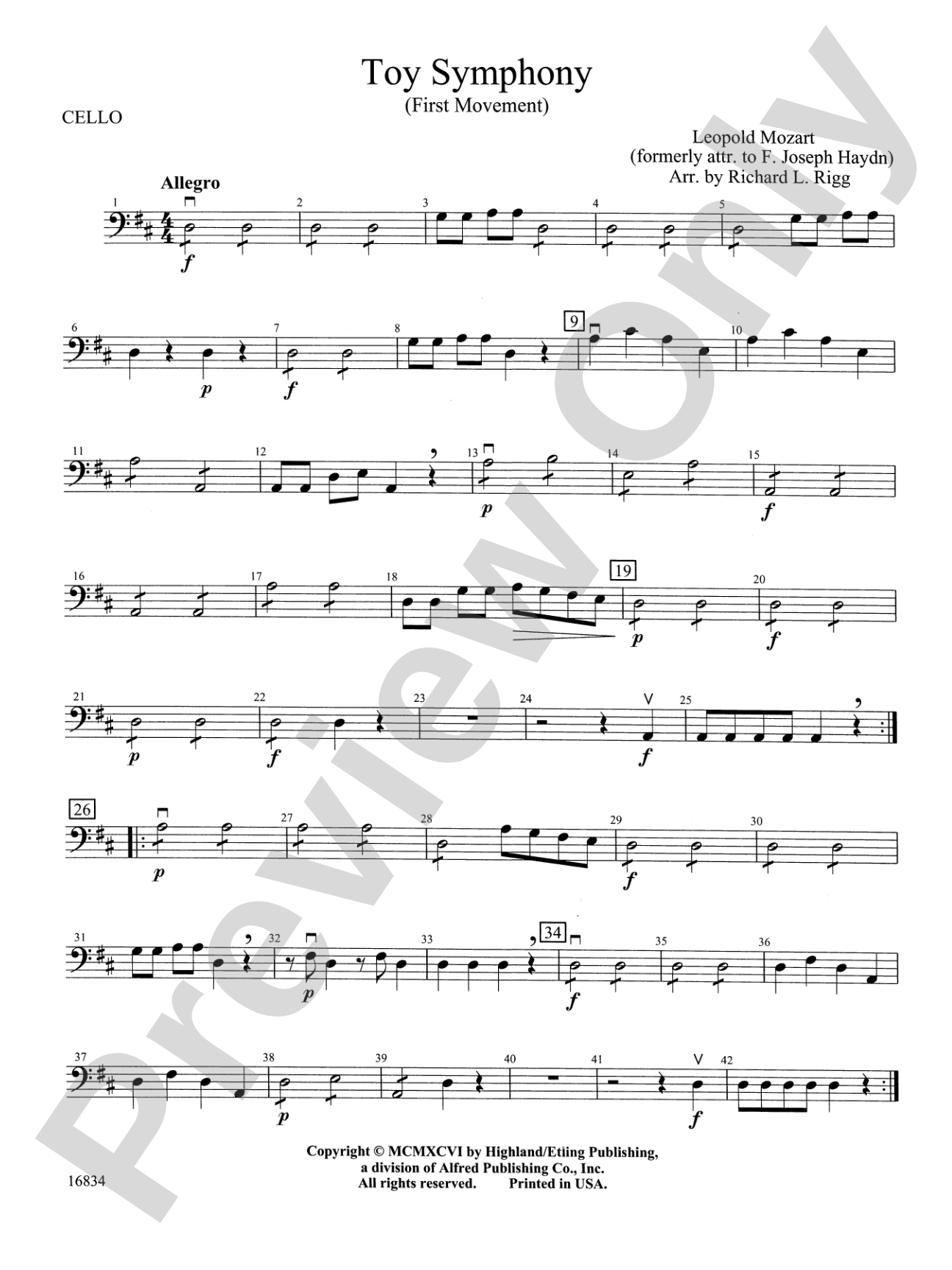 Toy Symphony, 1st Movement: Cello