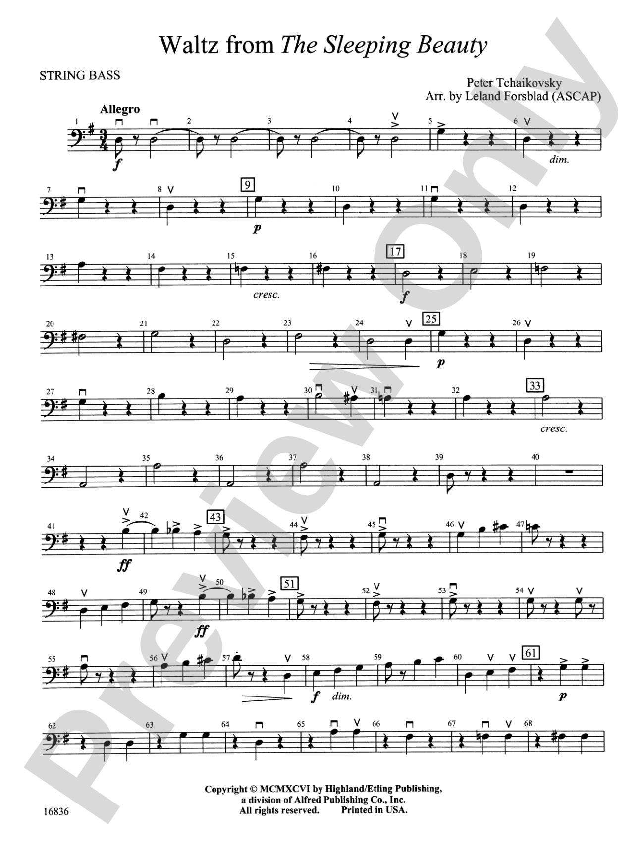 Waltz from The Sleeping Beauty: String Bass