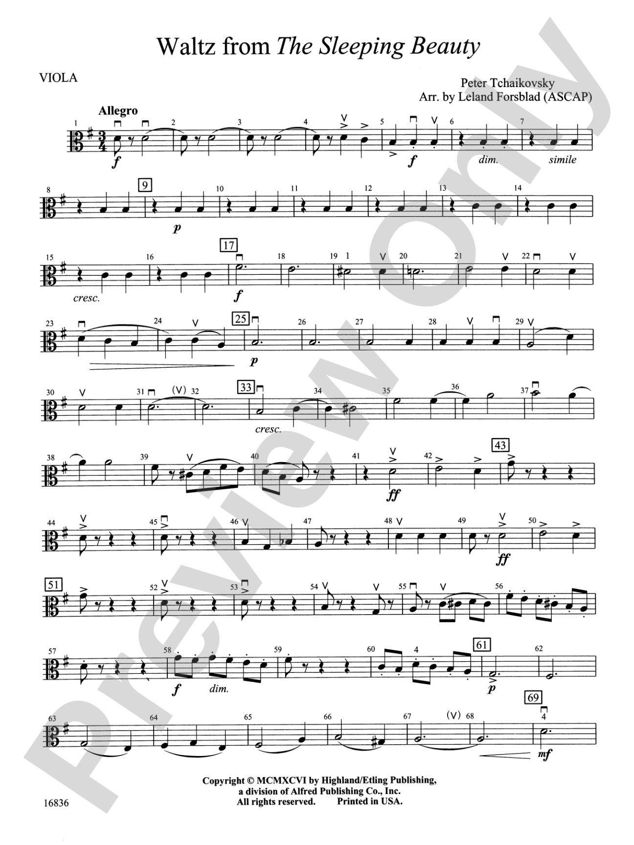 Waltz from The Sleeping Beauty: Viola