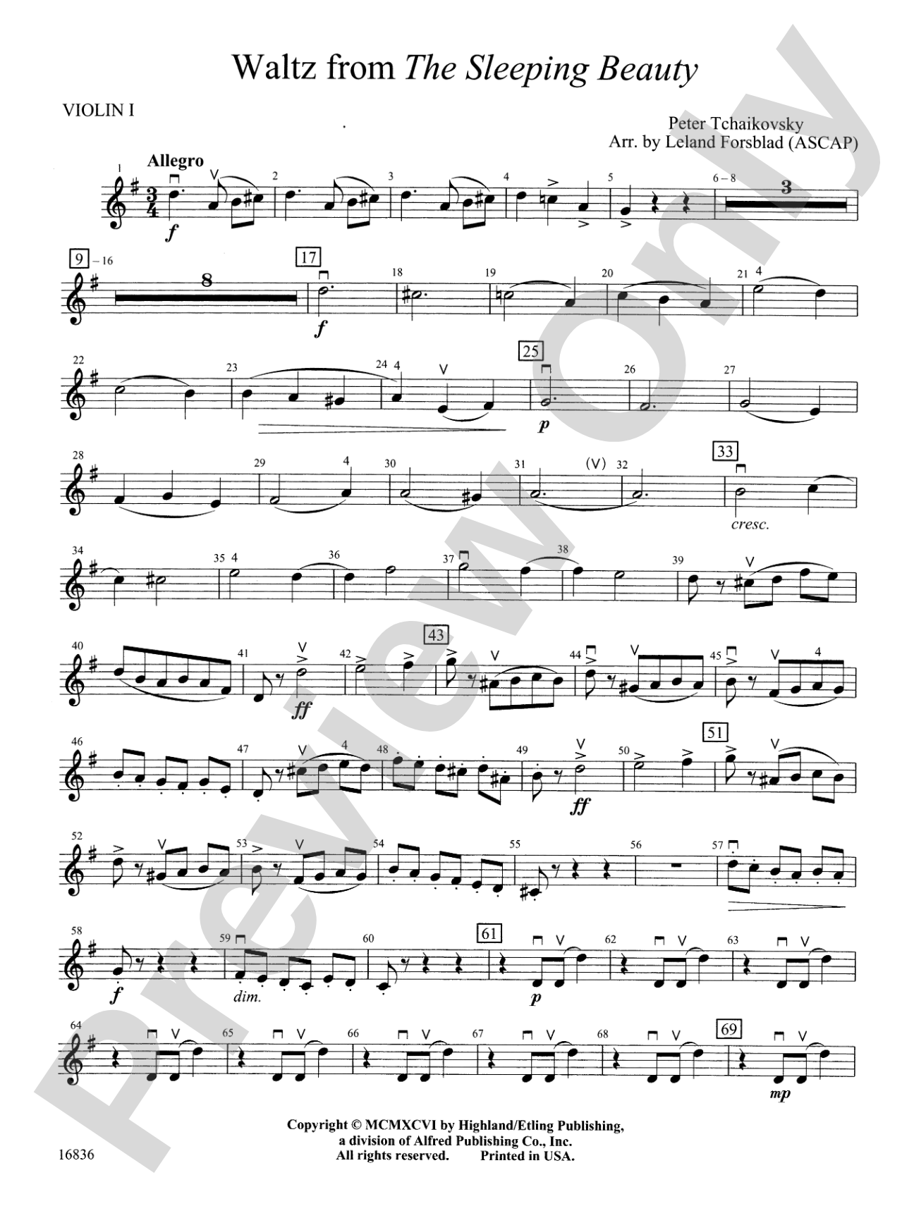 Waltz from The Sleeping Beauty: 1st Violin