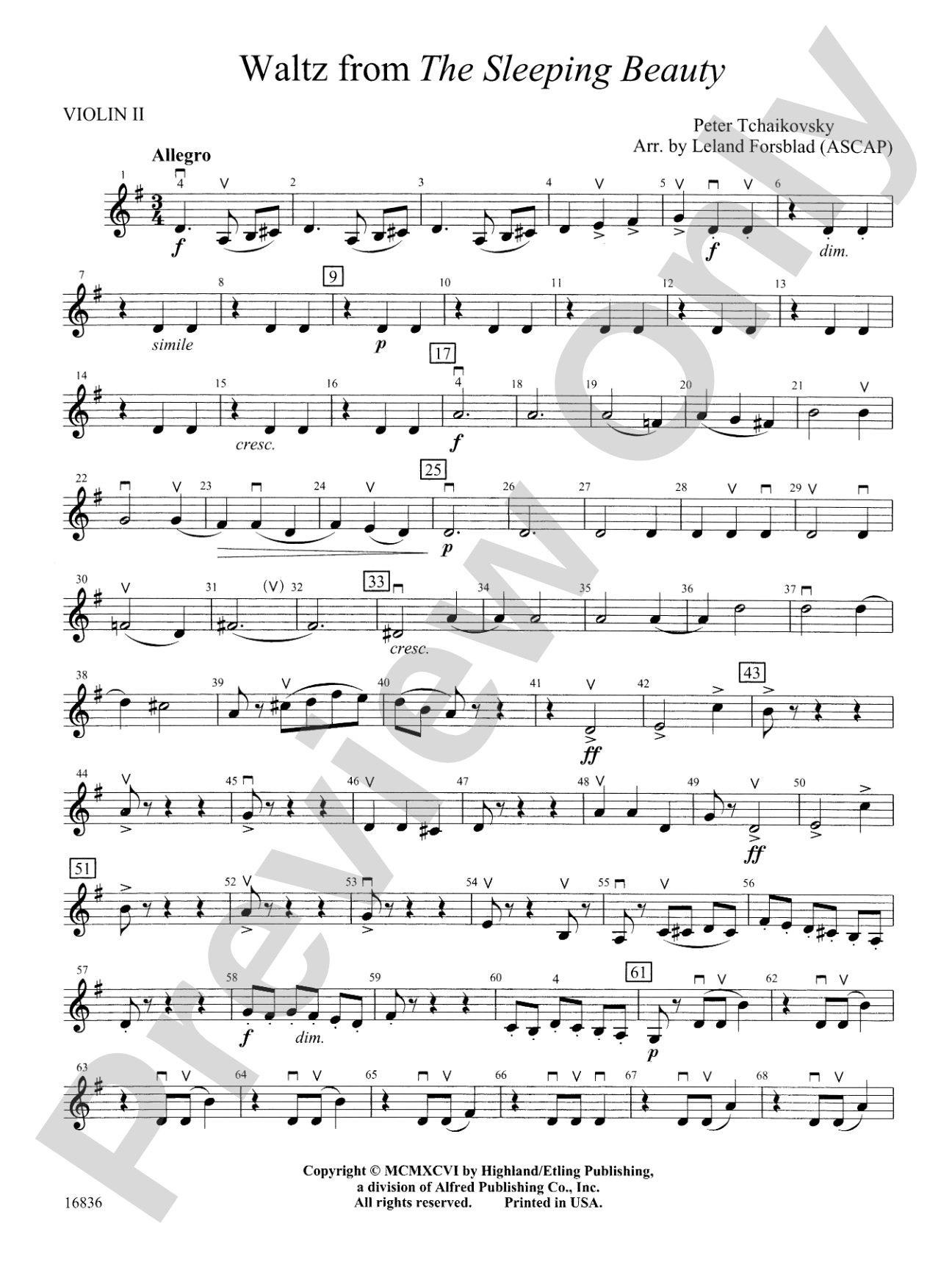 Waltz from The Sleeping Beauty: 2nd Violin