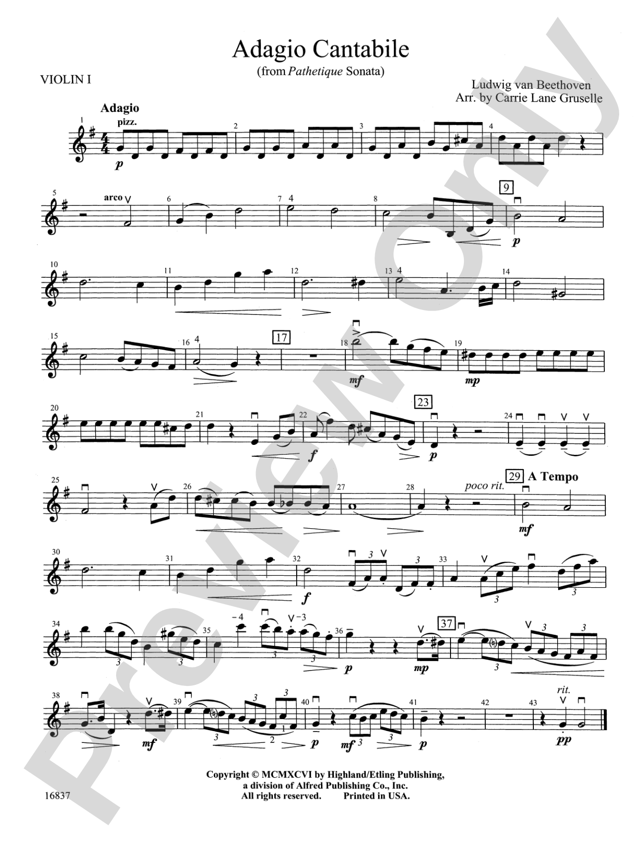 Adagio Cantabile: 1st Violin