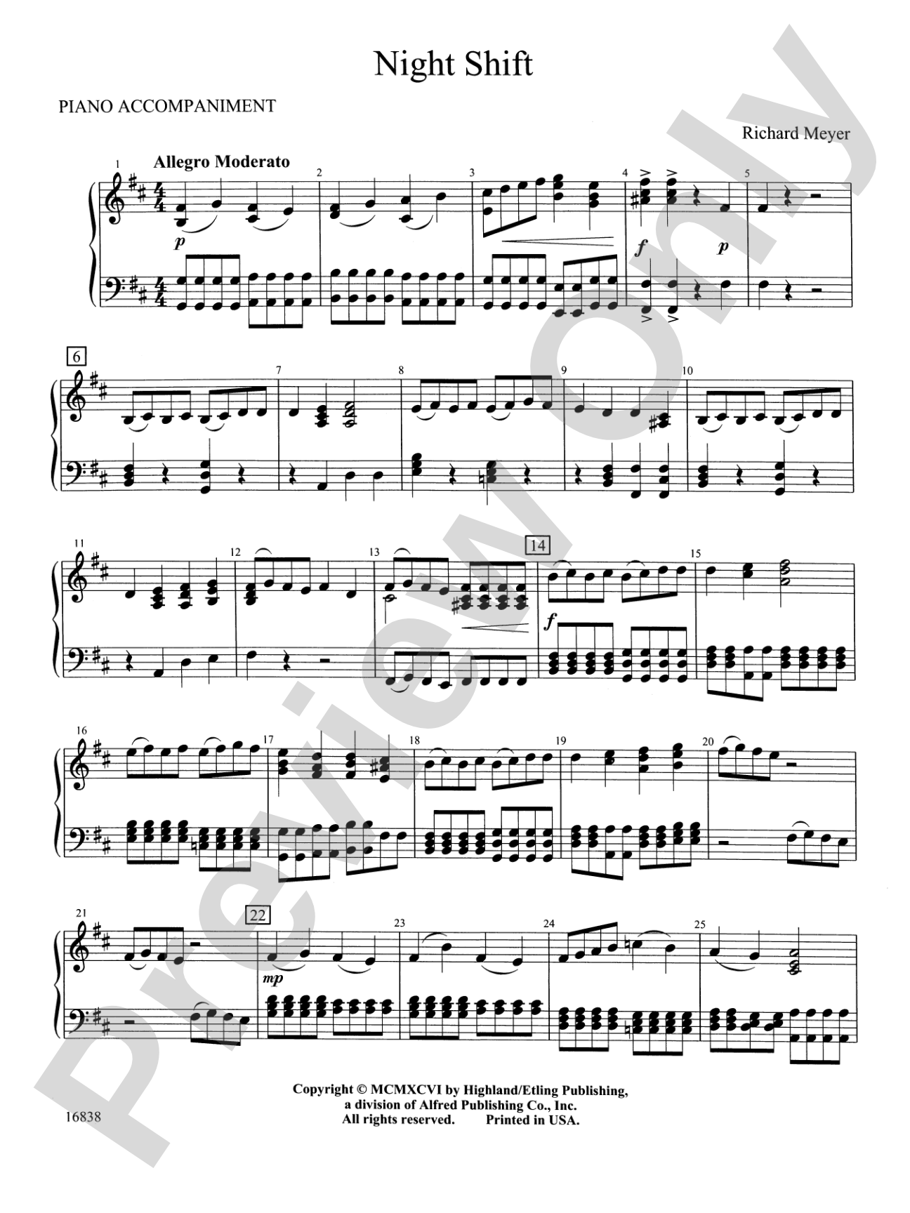 Night Shift: Piano Accompaniment