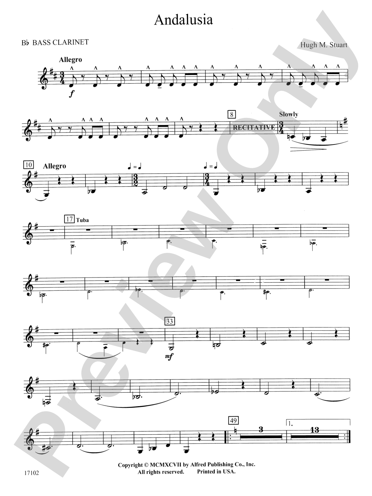 Andalusia: B-flat Bass Clarinet