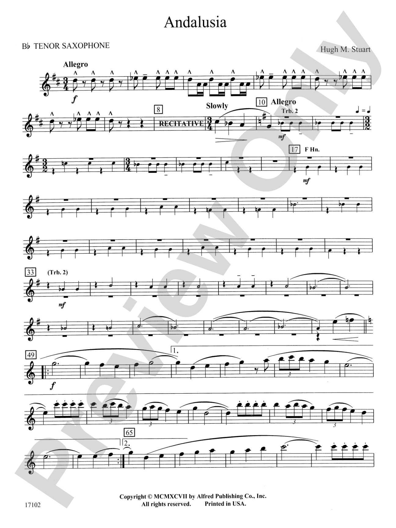Andalusia: B-flat Tenor Saxophone